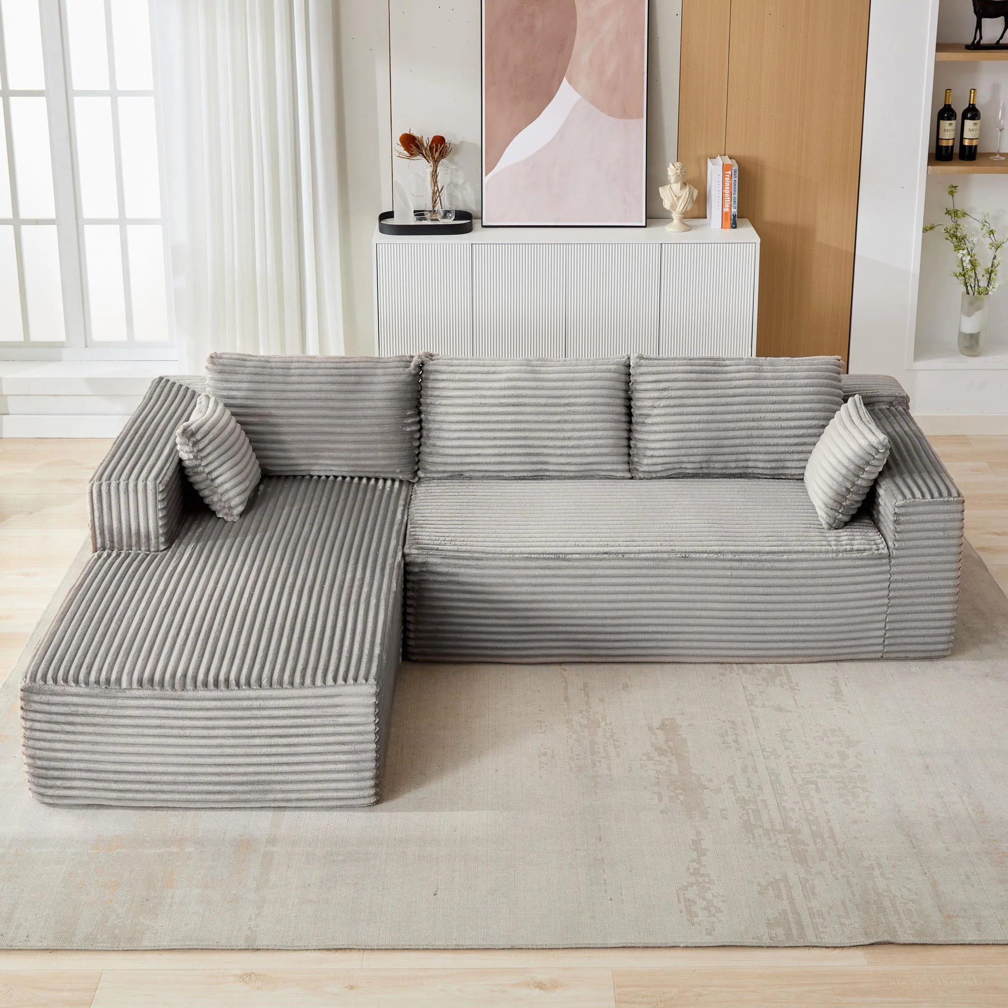 Compression Sectional Couch With Comfy Chaise, Boneless L Shape Sofa With Deep Seat - Image 36