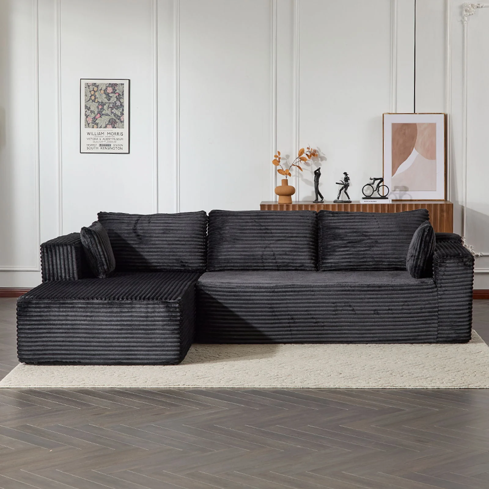 Compression Sectional Couch With Comfy Chaise, Boneless L Shape Sofa With Deep Seat - Image 43