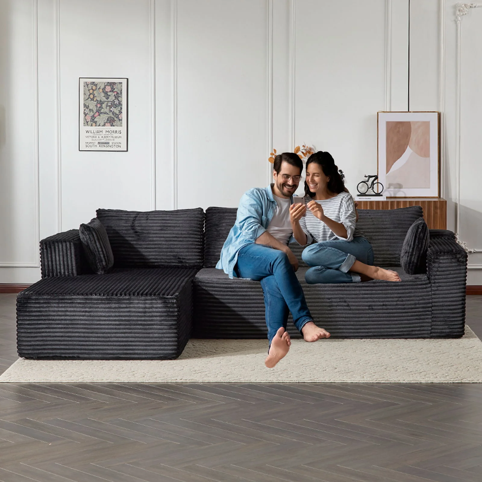 Compression Sectional Couch With Comfy Chaise, Boneless L Shape Sofa With Deep Seat - Image 45