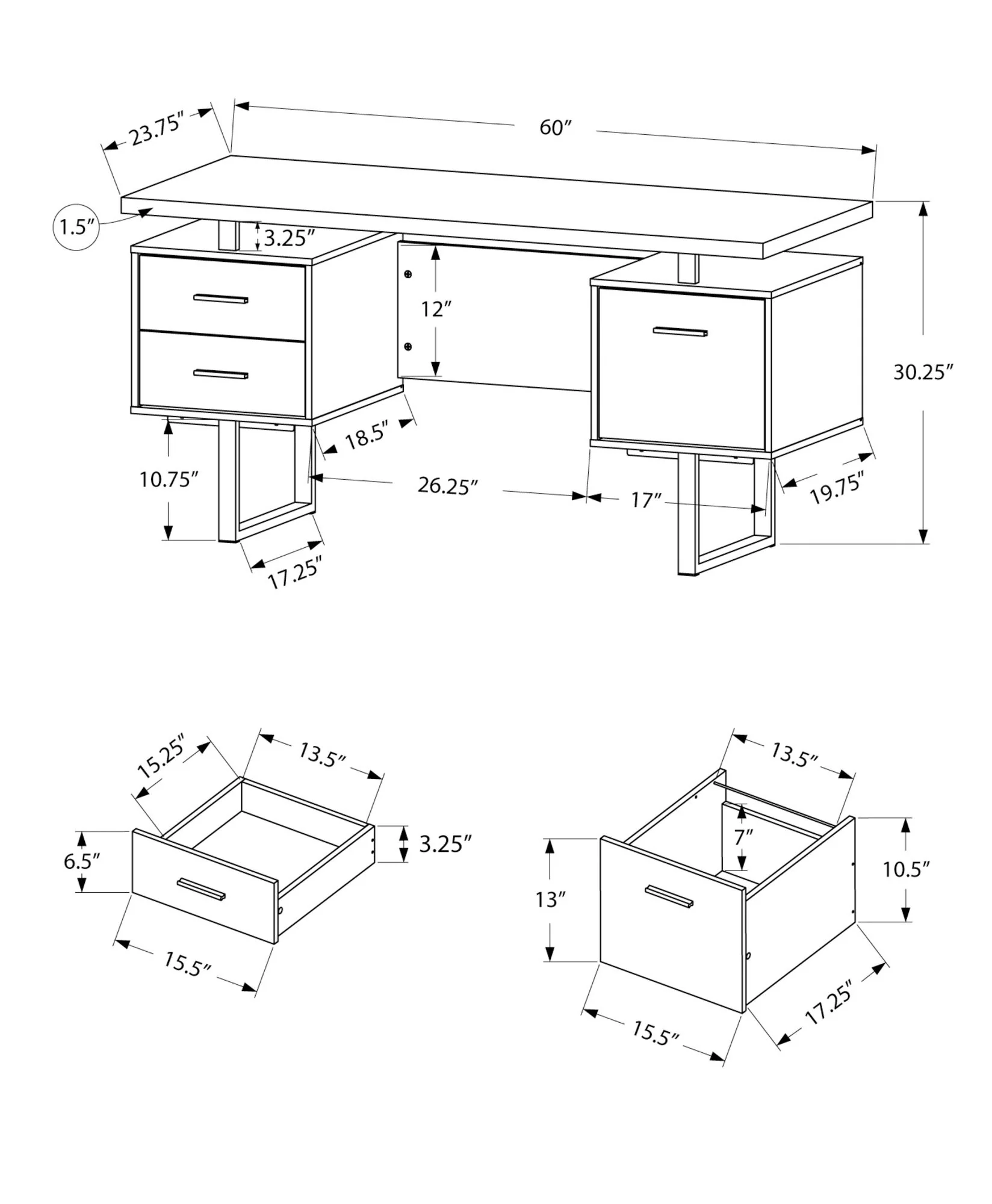 Computer Desk For Home Office, Laptop, Left, Right Set - Up, Storage Drawers, Contemporary & Modern - Image 8