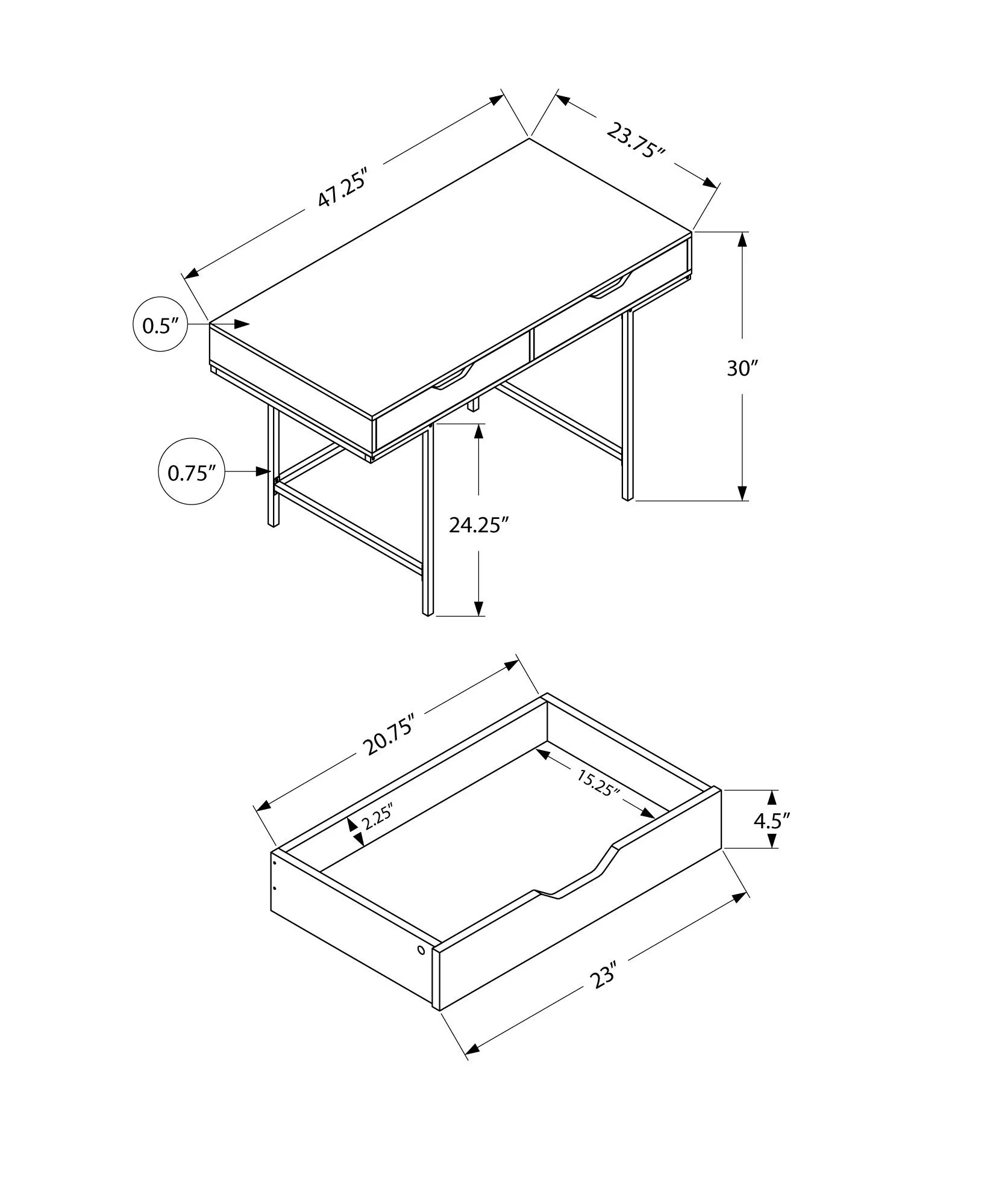 Computer Desk For Home Office, Laptop, Storage Drawers, Contemporary & Modern - Image 54