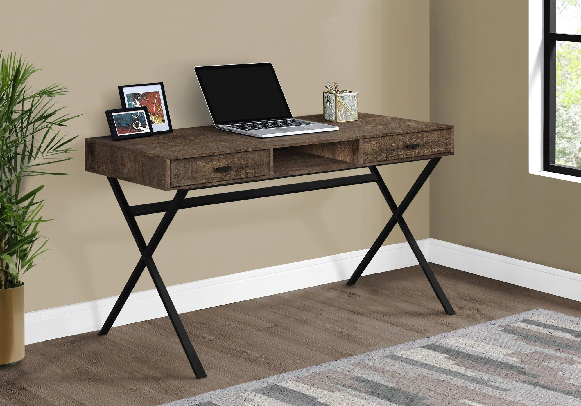 Computer Desk For Home Office, Laptop, Storage Drawers, Glossy Contemporary & Modern - Image 7