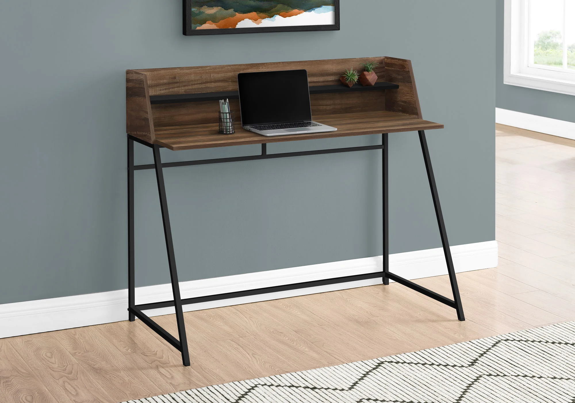 Computer Desk For Home Office, Laptop, Storage Shelves, Marble Look Contemporary & Modern - Image 30