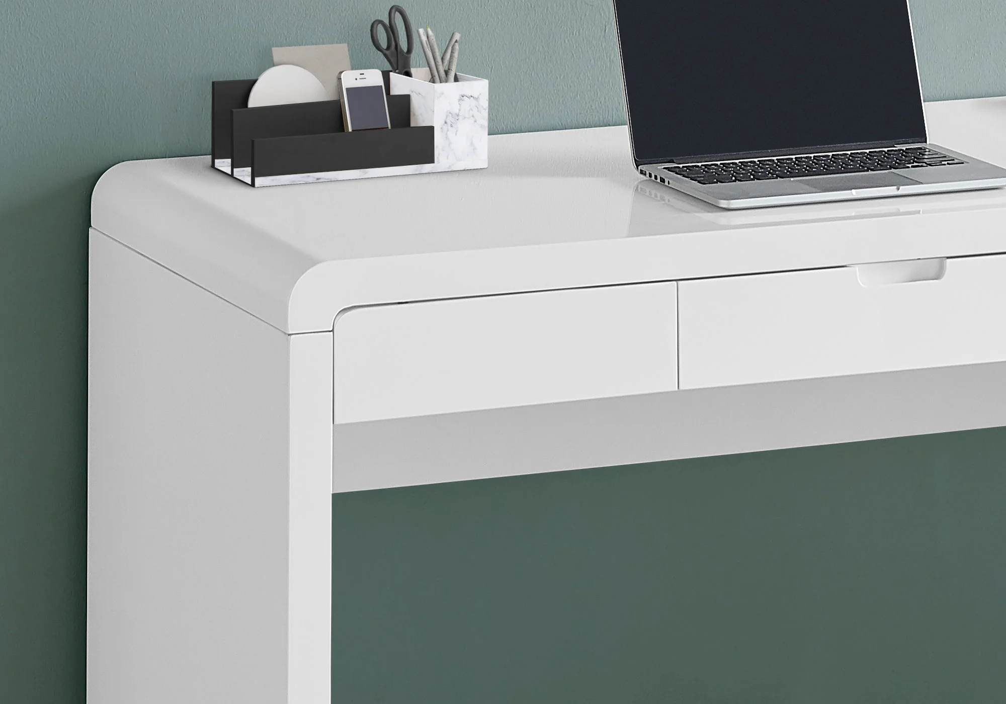 Computer Desk For Home Office, Storage Drawers, Contemporary & Modern - White - Image 7