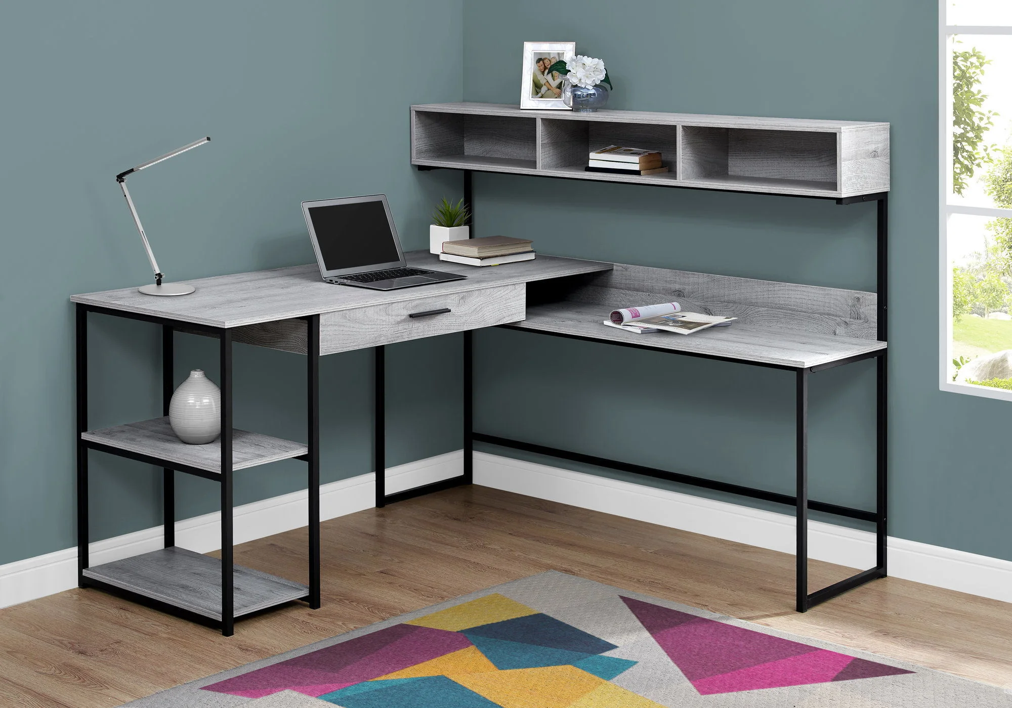 Computer Desk, Home Office, Corner, Storage Drawers, L Shape, Laptop, Contemporary & Modern - Image 11