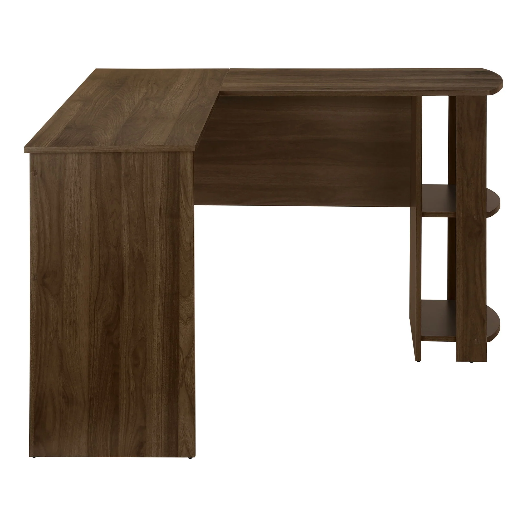 Computer Desk, Home Office, Corner, Storage Shelves, L Shape, Laptop, Contemporary & Modern - Walnut - Image 5