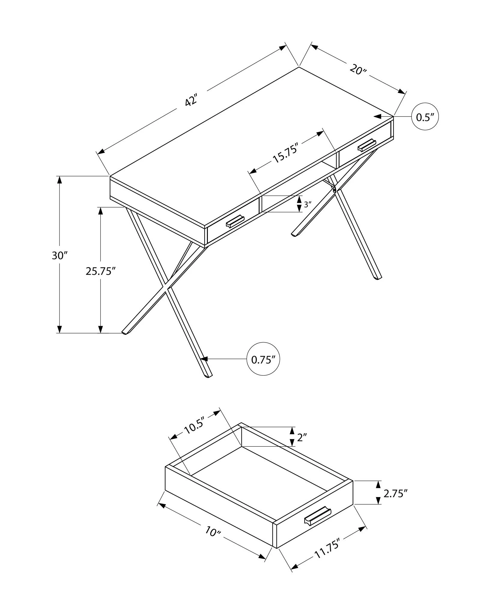 Computer Desk, Home Office, Laptop, Left / Right Set-Up, Storage Drawers, Work, Contemporary, Modern - Image 24