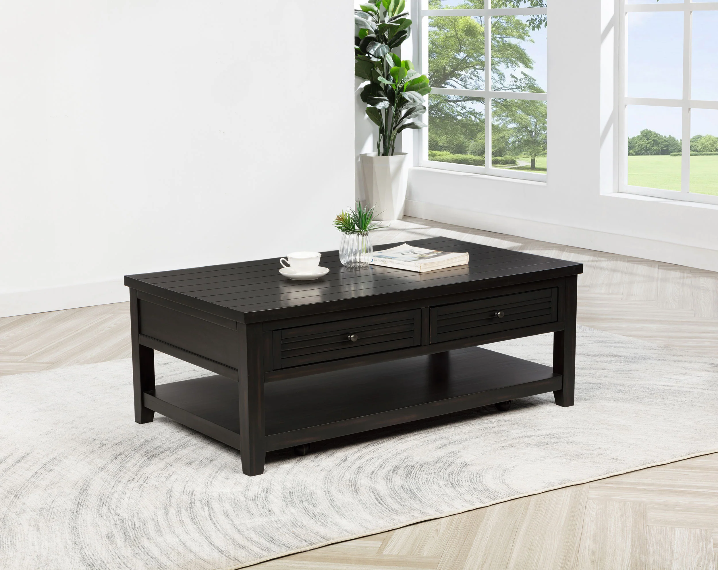 Concord 2-Drawer Coffee Table, Distressed Java - Image 5