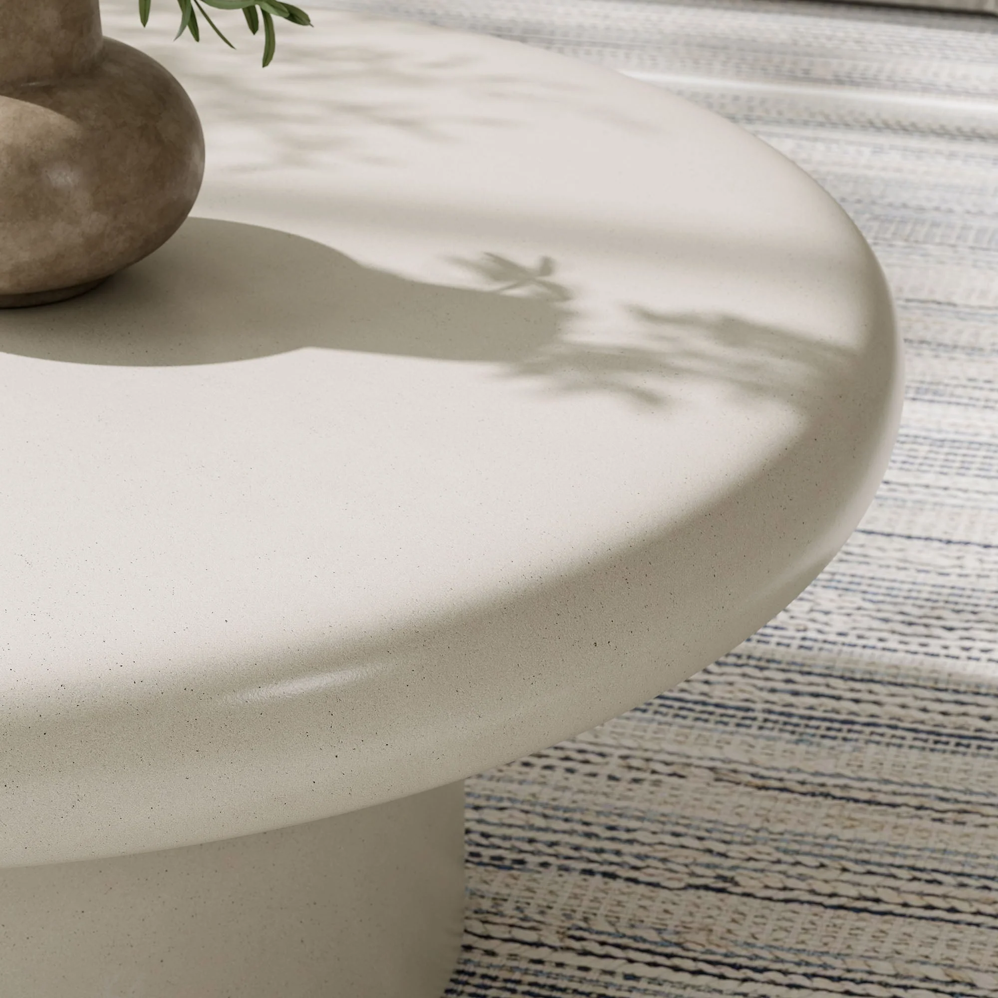 Concrete Indoor Outdoor Round Coffee Table - Modern Durable Design for Living Areas - Image 5
