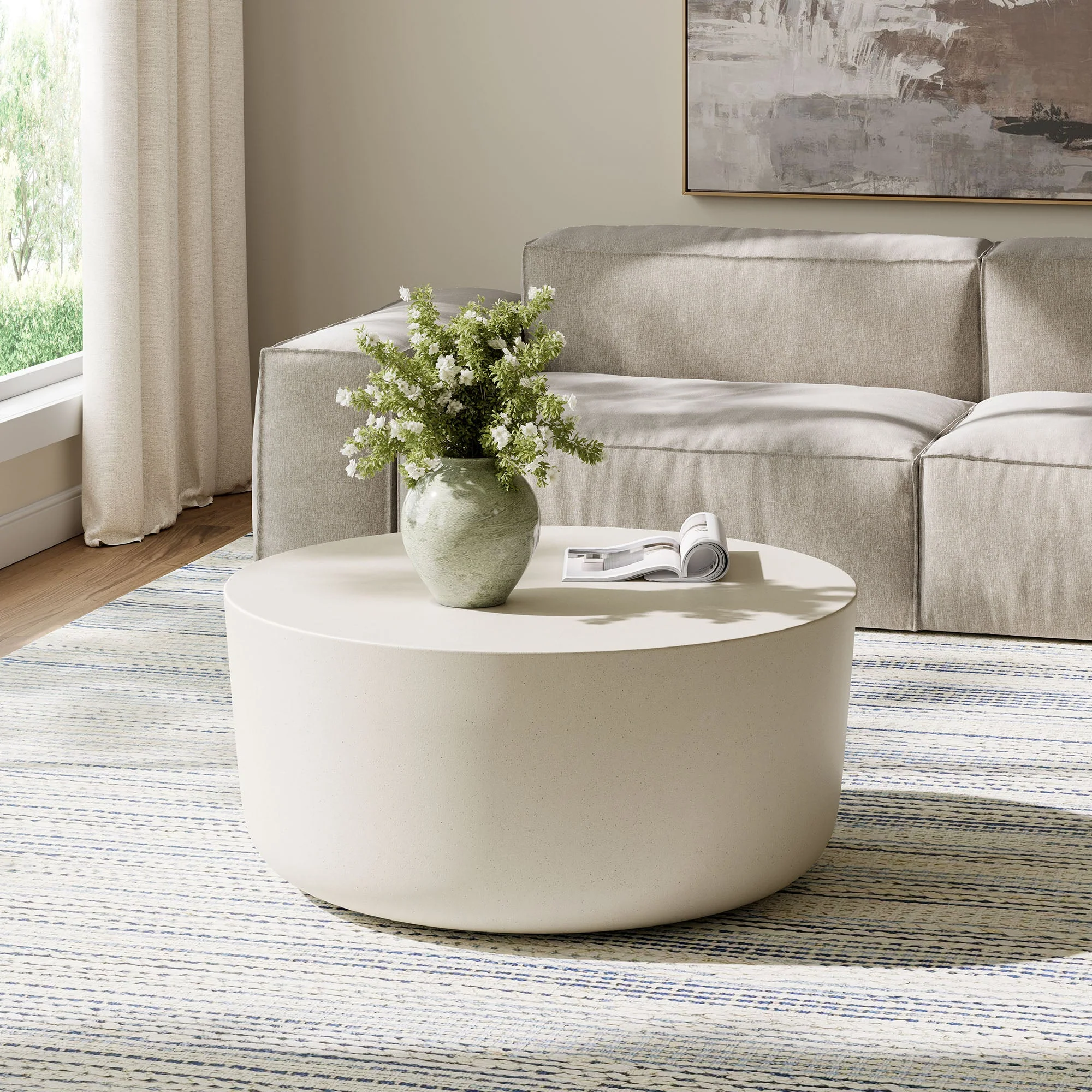 Concrete Indoor Outdoor Round Coffee Table — Modern Minimalist Design for Living Areas - Image 16