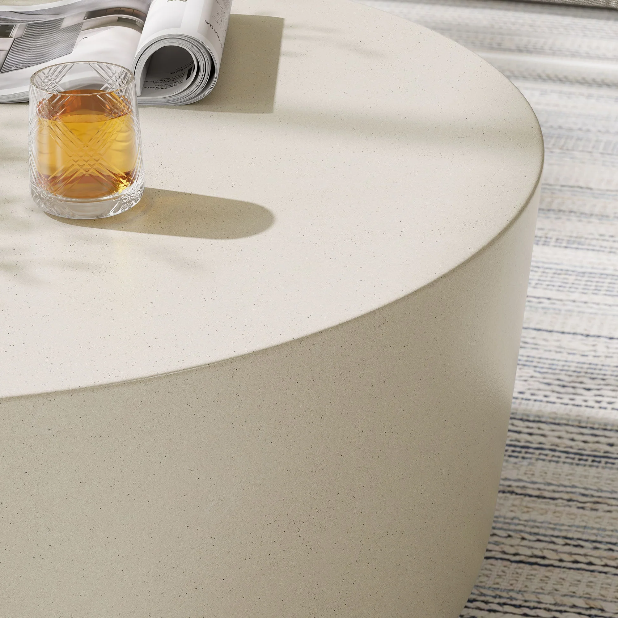 Concrete Indoor Outdoor Round Coffee Table — Modern Minimalist Design for Living Areas - Image 17