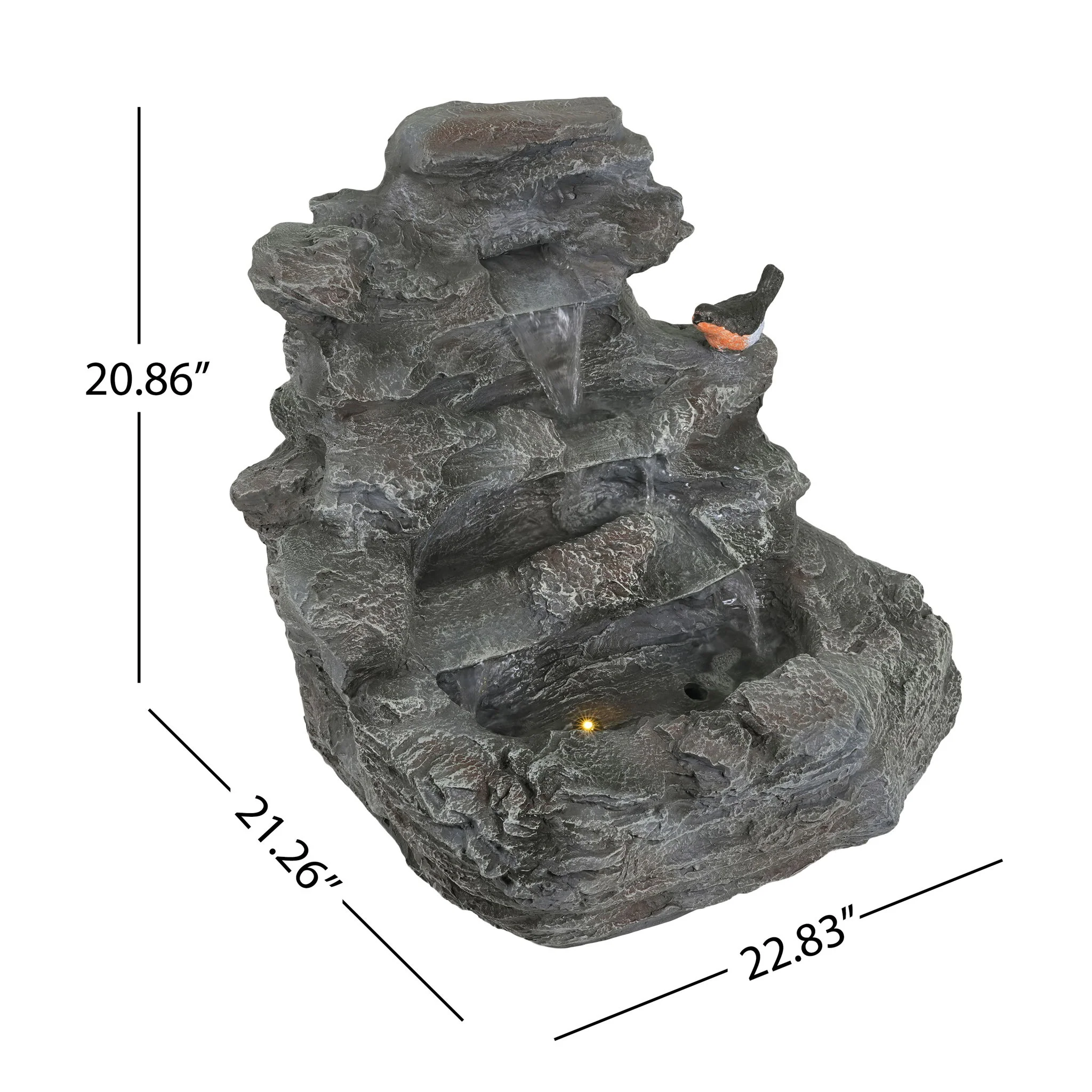 Concrete Rock Waterfall Fountain With LED Lights, Outdoor Garden Decor - Image 15