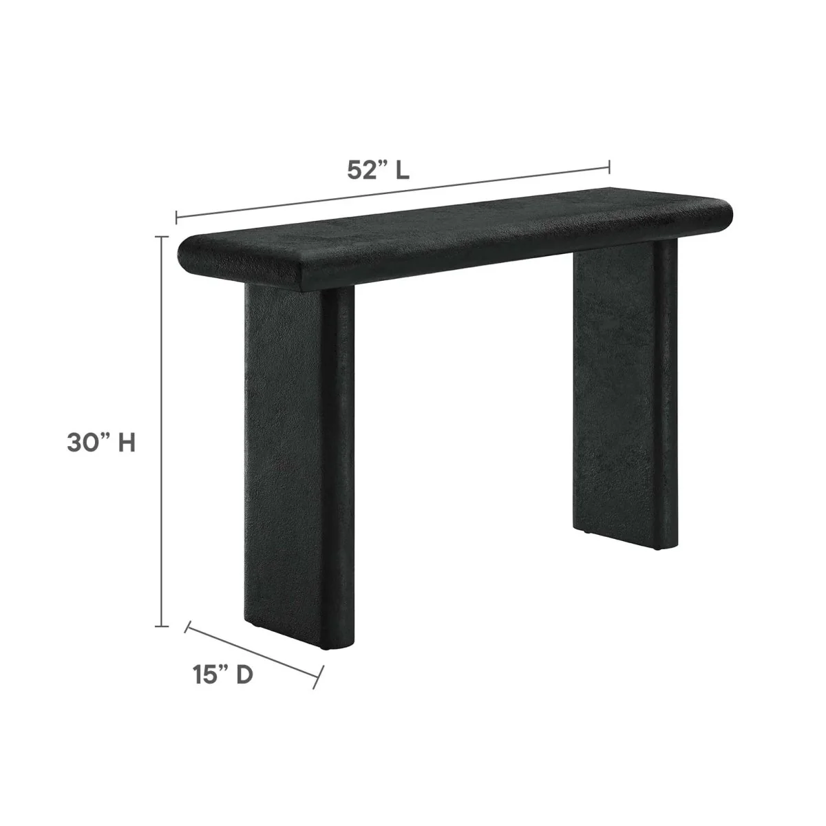 Concrete Textured Console Table with Wood Base – 52 Inch - Image 3
