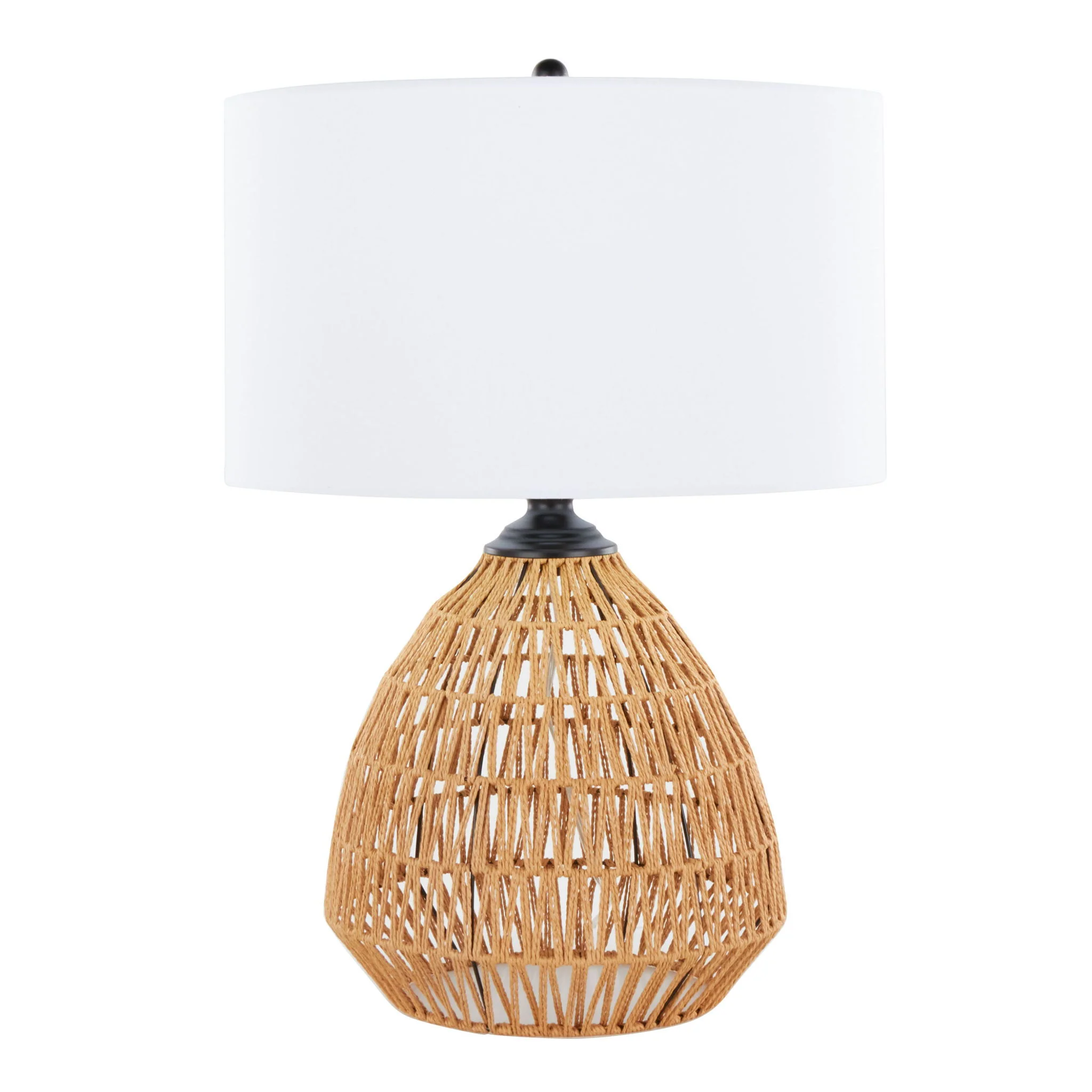 Congo - Contemporary Rattan Table Lamp - Natural / Matte Black / White - Image 2