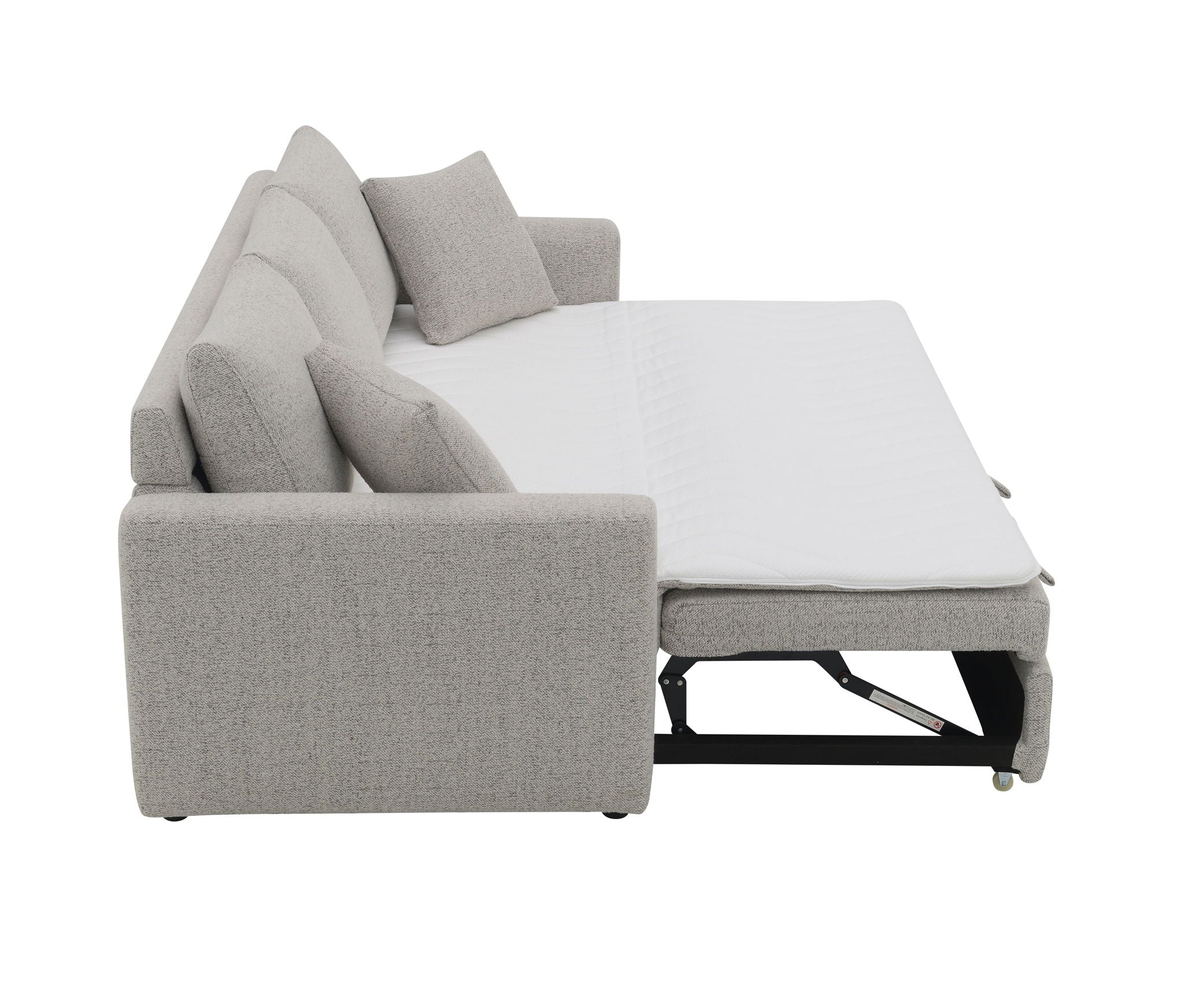 Connie - Boucle Sleeper Sectional Sofa With 2 Toss Pillows - Beige - Image 9