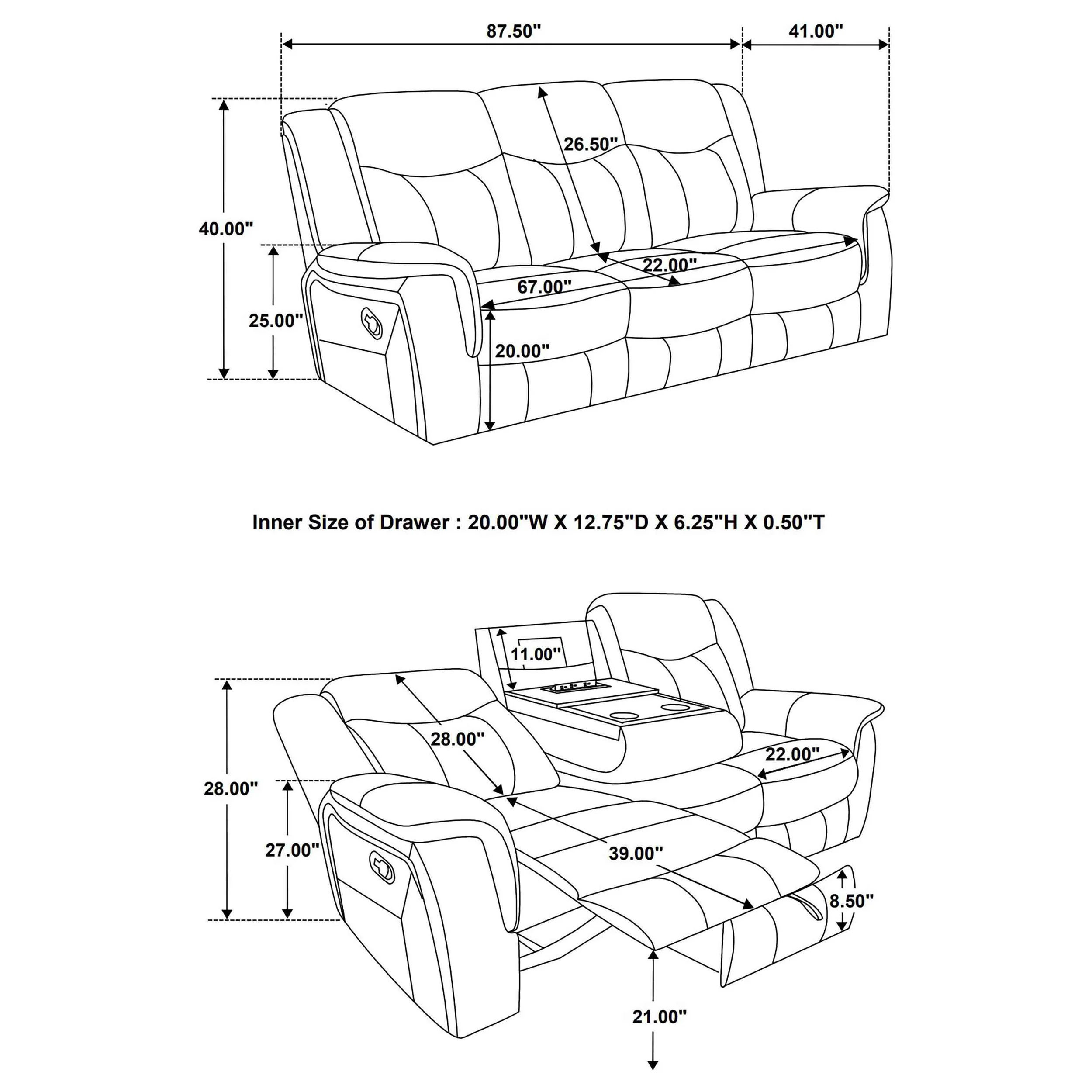 Conrad Upholstered Padded Arm Motion Sofa Grey - Image 12