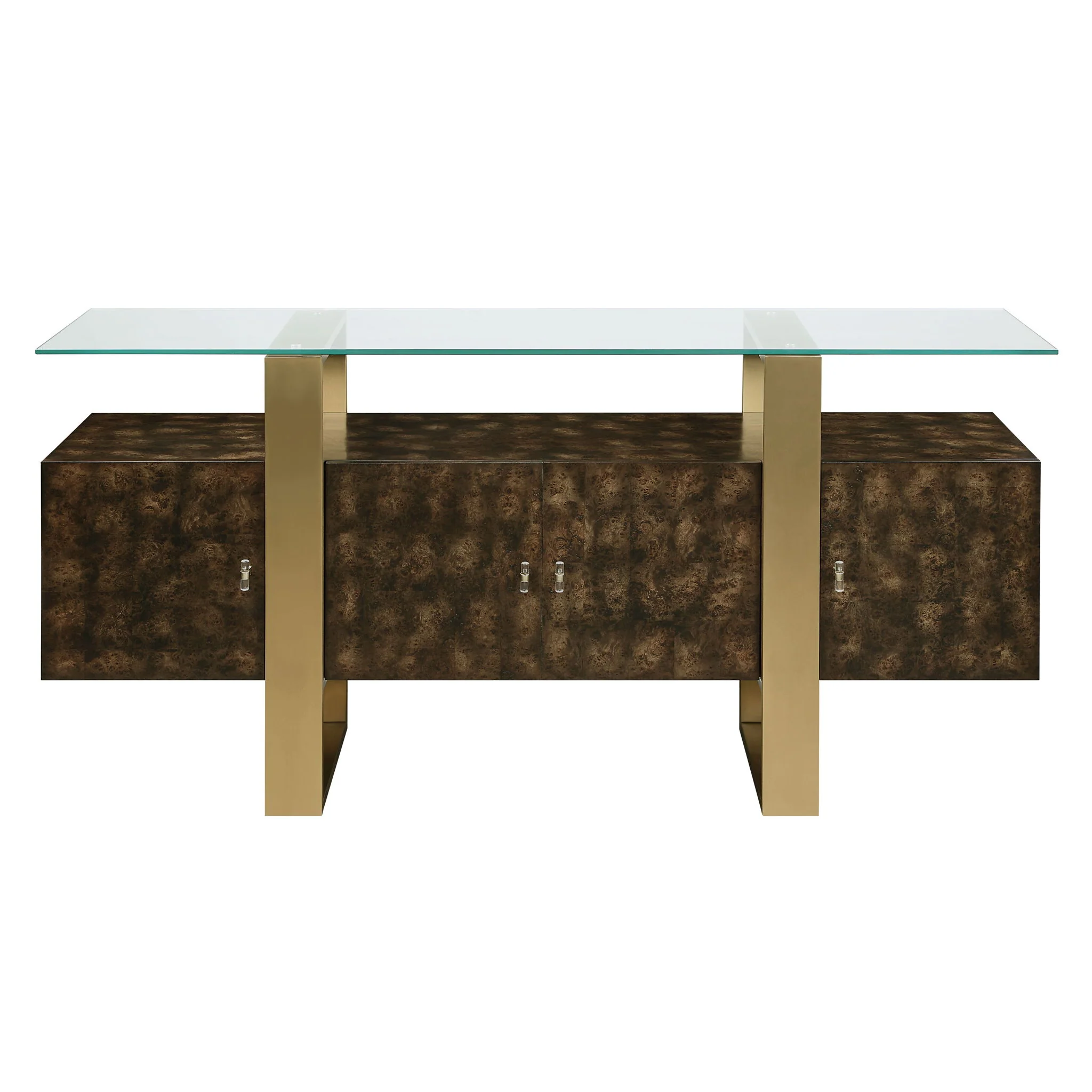 Console Cabinet Sideboard with Four Doors Wood and Glass 70x32in Brown - Image 6