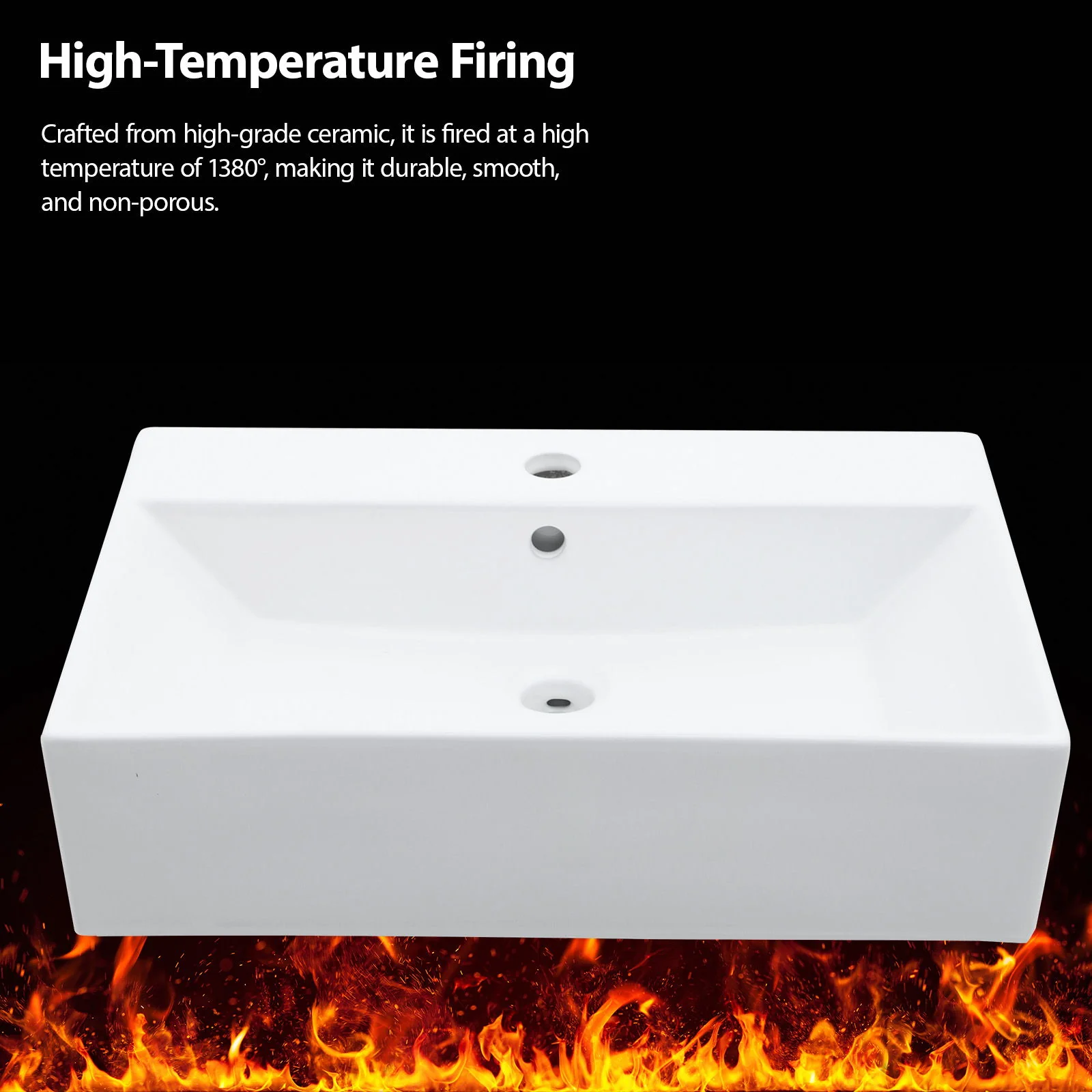 Console Sink With 304 Legs, 24" X 16.75", Wall Mounted Design - White / Black - Image 3
