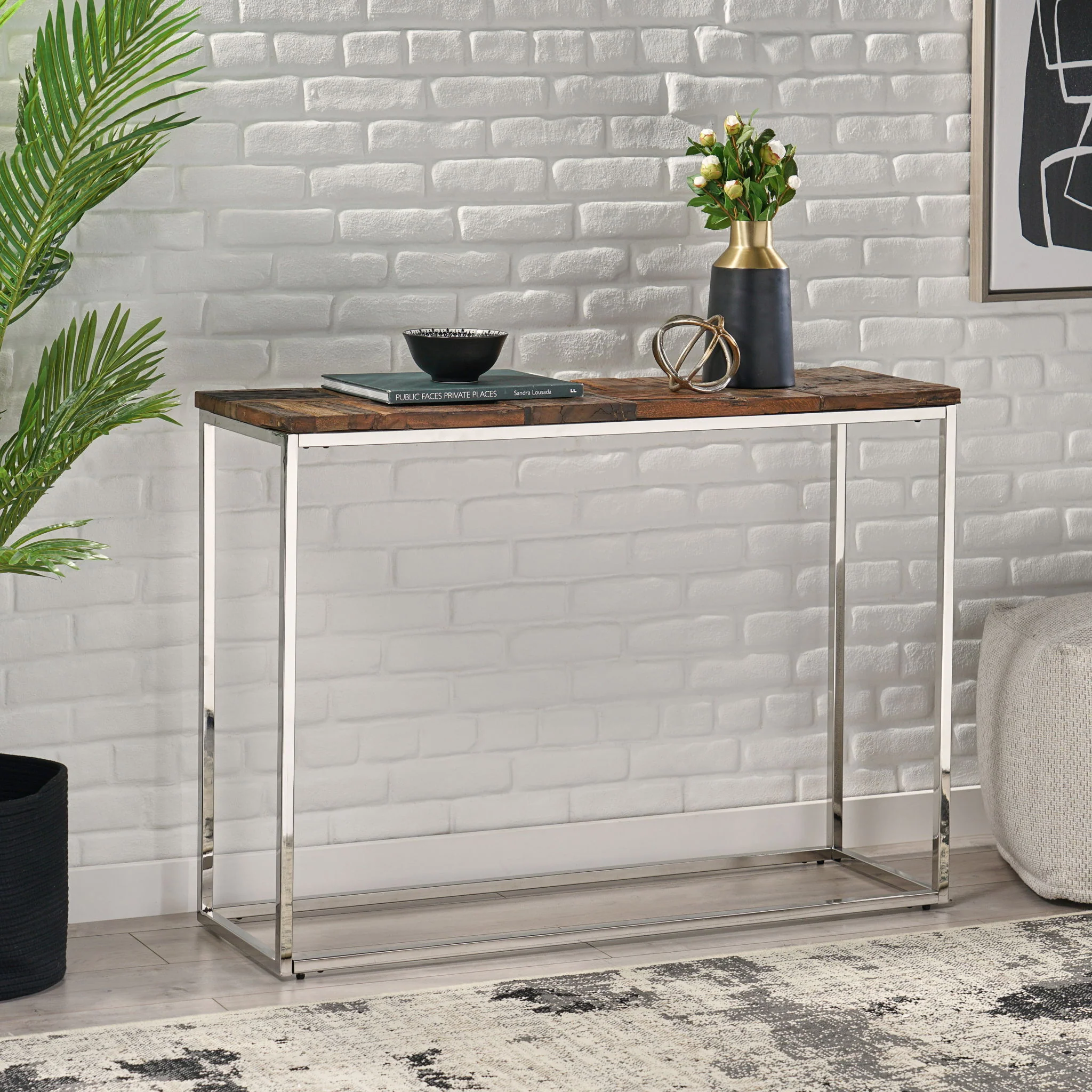 Console Table - Brown / Silver - Image 2