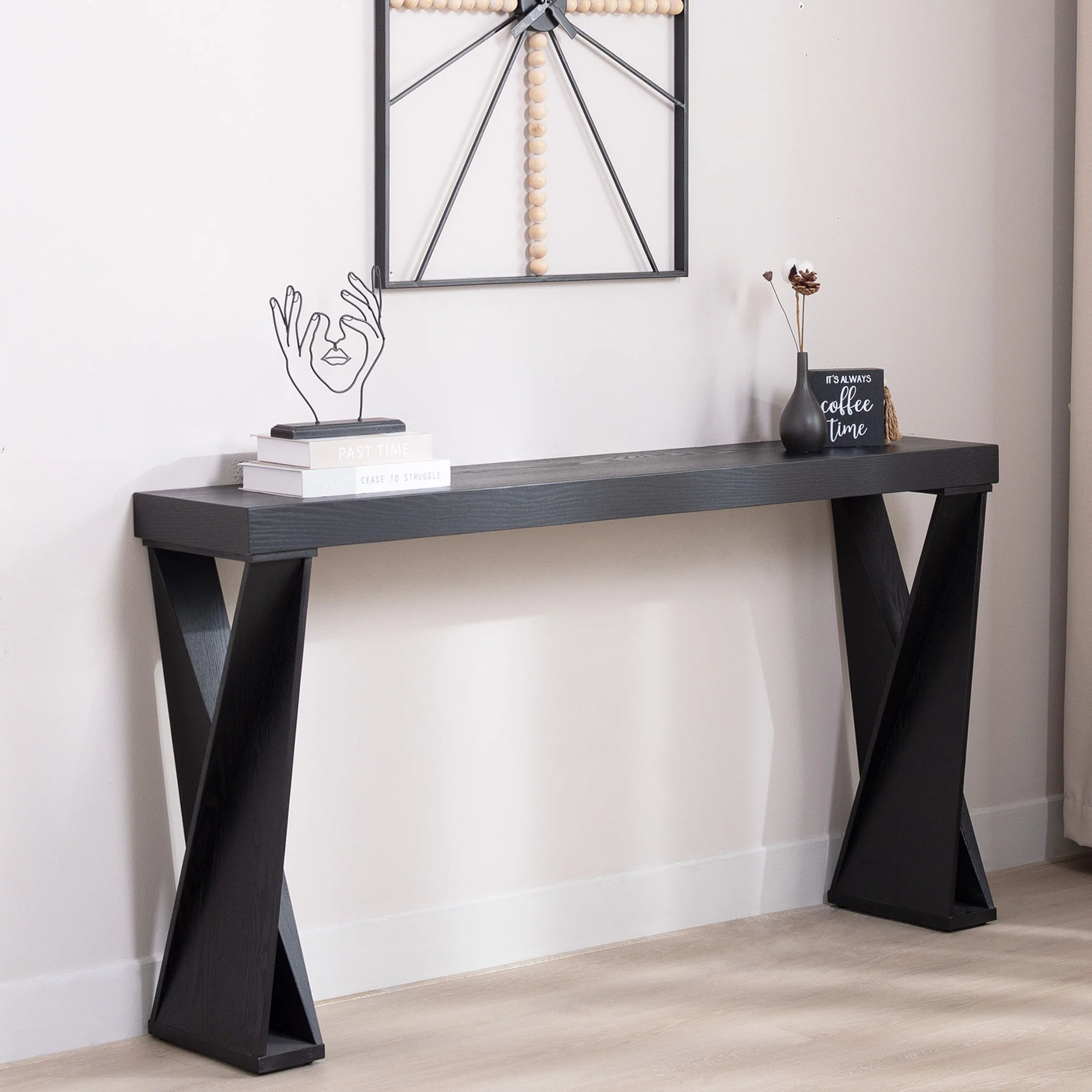 Console Table With Crossed Legs For Hallway - Black - Image 9
