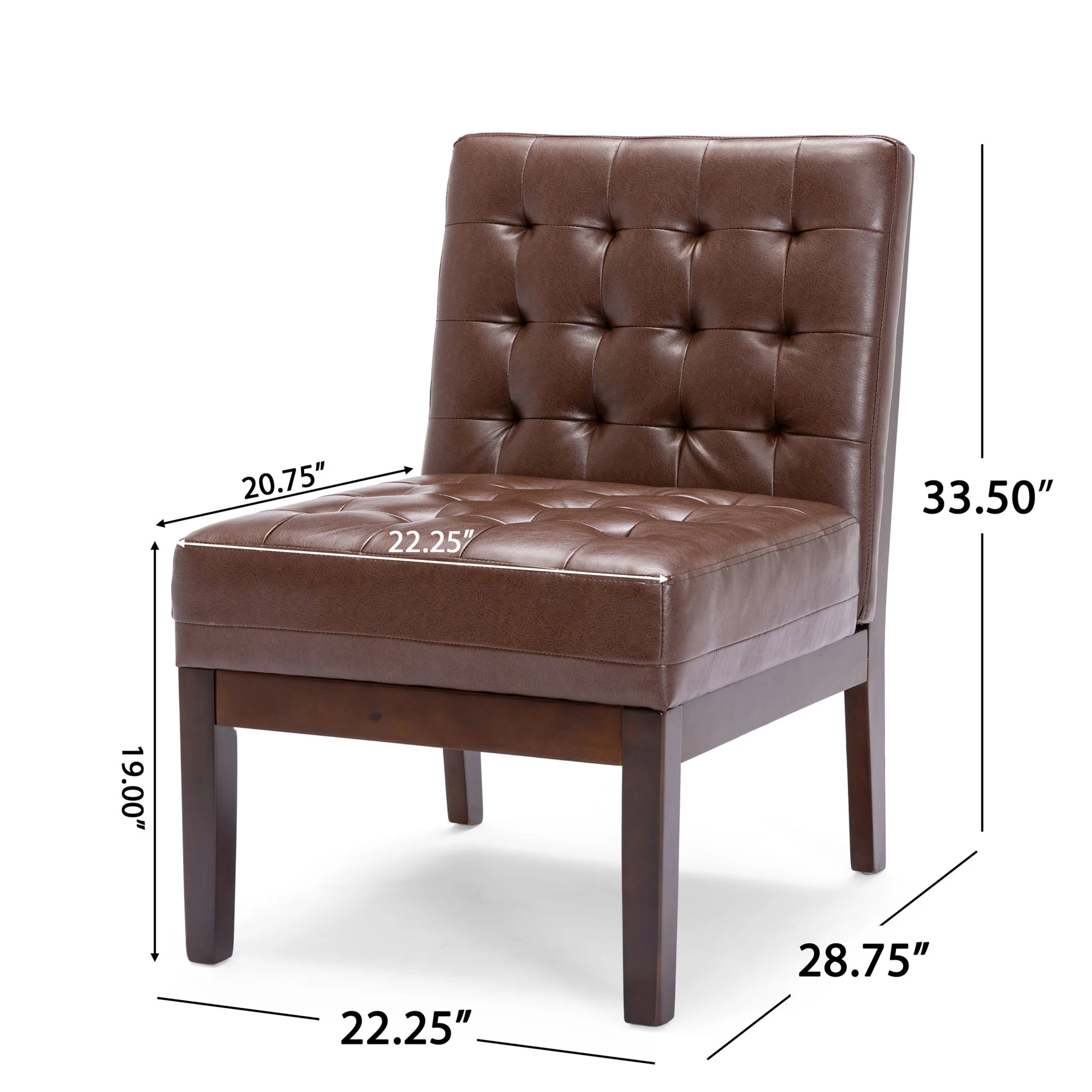 Contemporary Accent Chair With Tufted Waffle Stitch - Dark Brown - Image 9