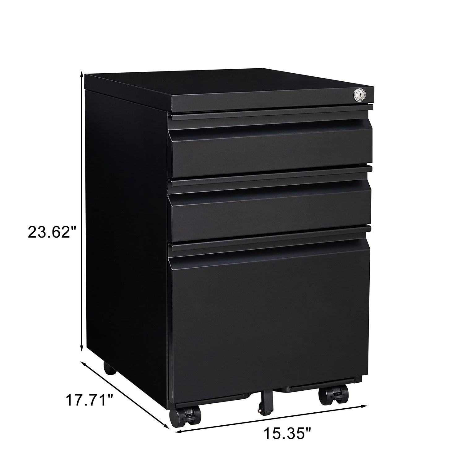 Contemporary 3 Drawer Mobile Filing Cabinet With Lock, Metal Office Storage For Legal / Letter Size - Image 16