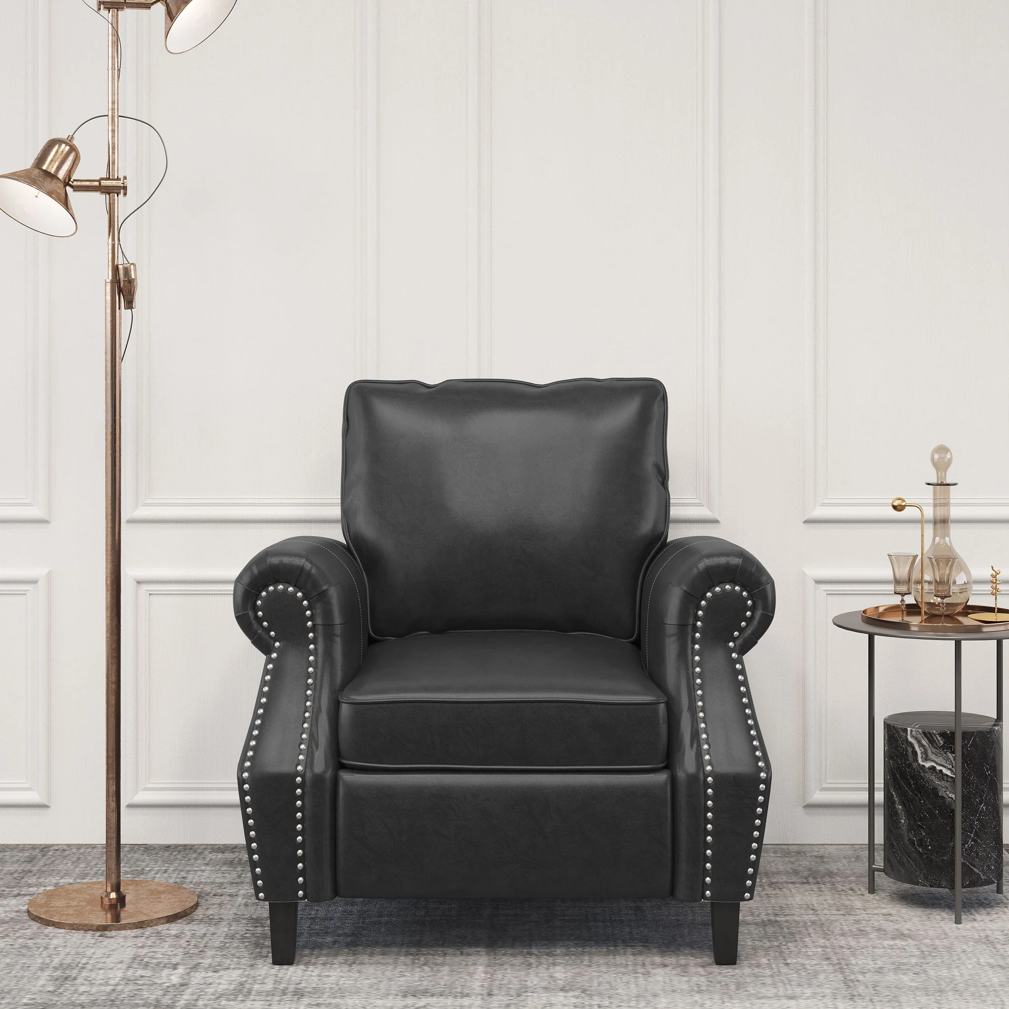 Contemporary Club Chair With Nailhead Trim And Rolled Armrests - Image 3