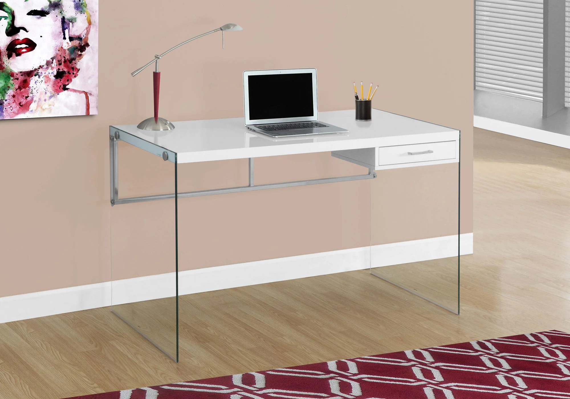 Contemporary Design Computer Desk For Home Office, Storage Drawers - Image 11