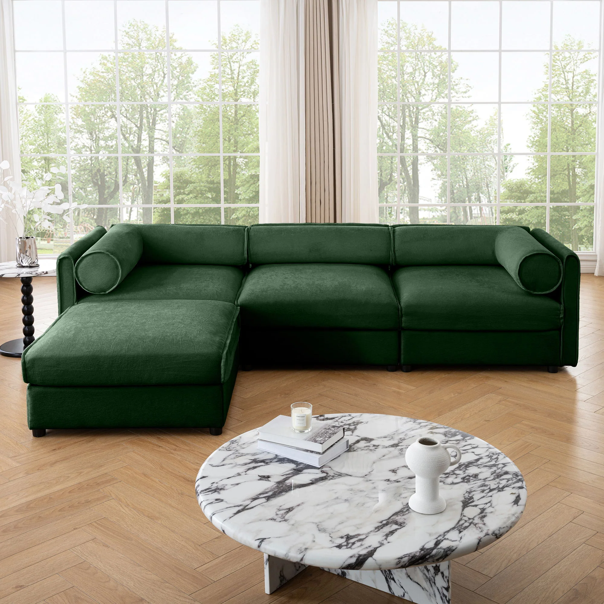Contemporary Elegant Sofa With Storage And Ottoman - Image 125