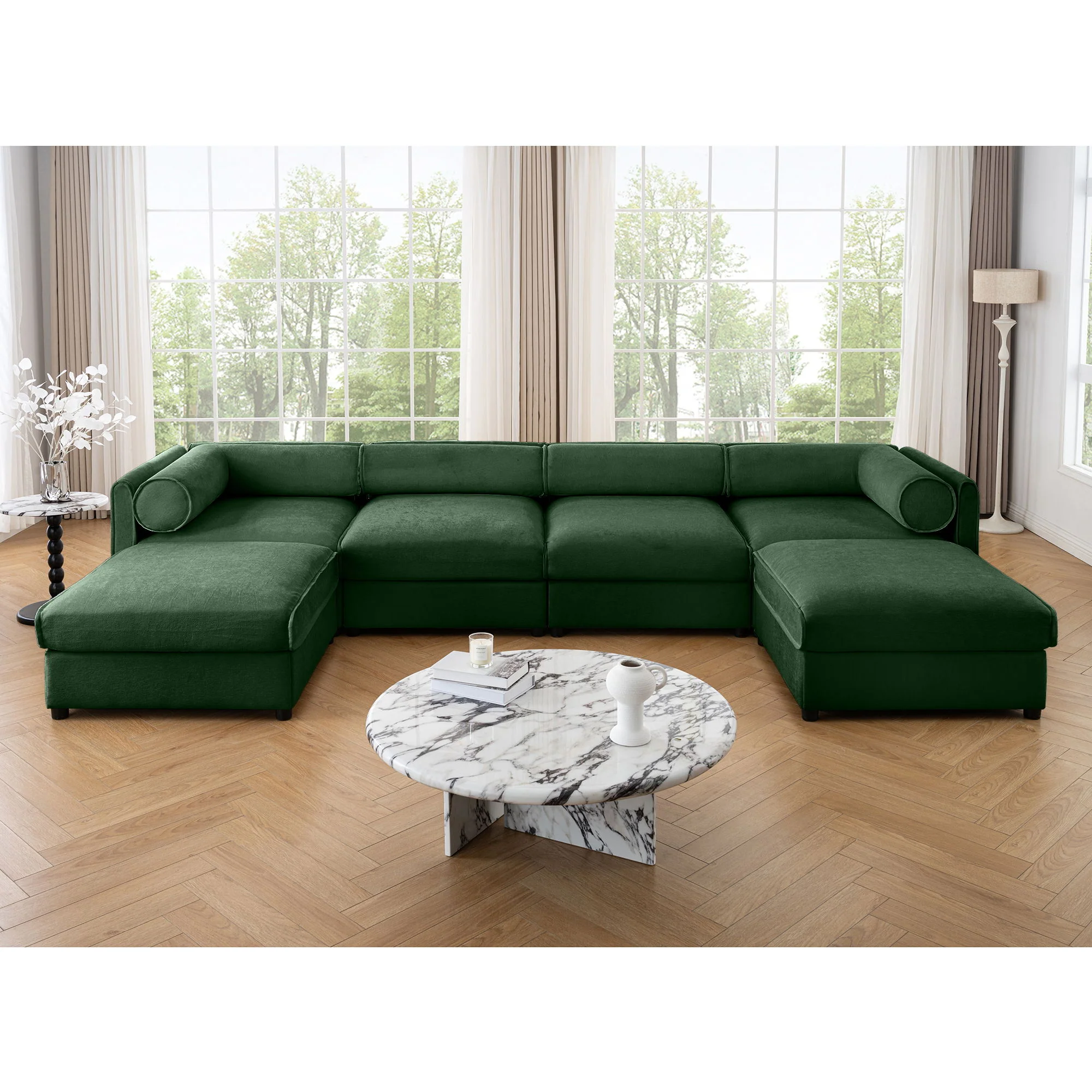 Contemporary Elegant Sofa With Storage And Ottoman - Image 144