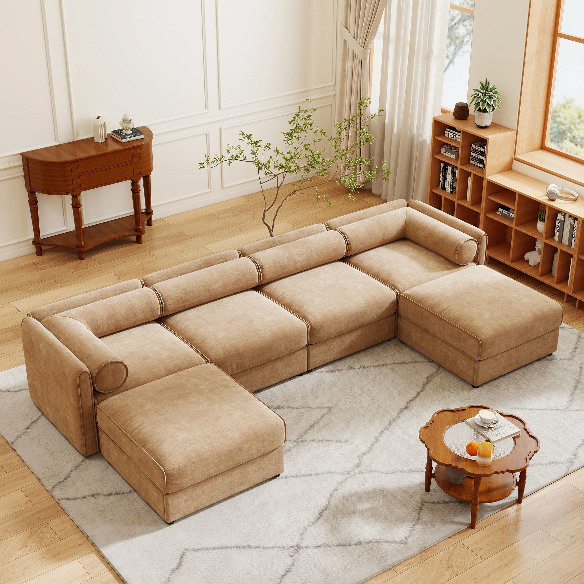 Contemporary Elegant Sofa With Storage And Ottoman - Image 80
