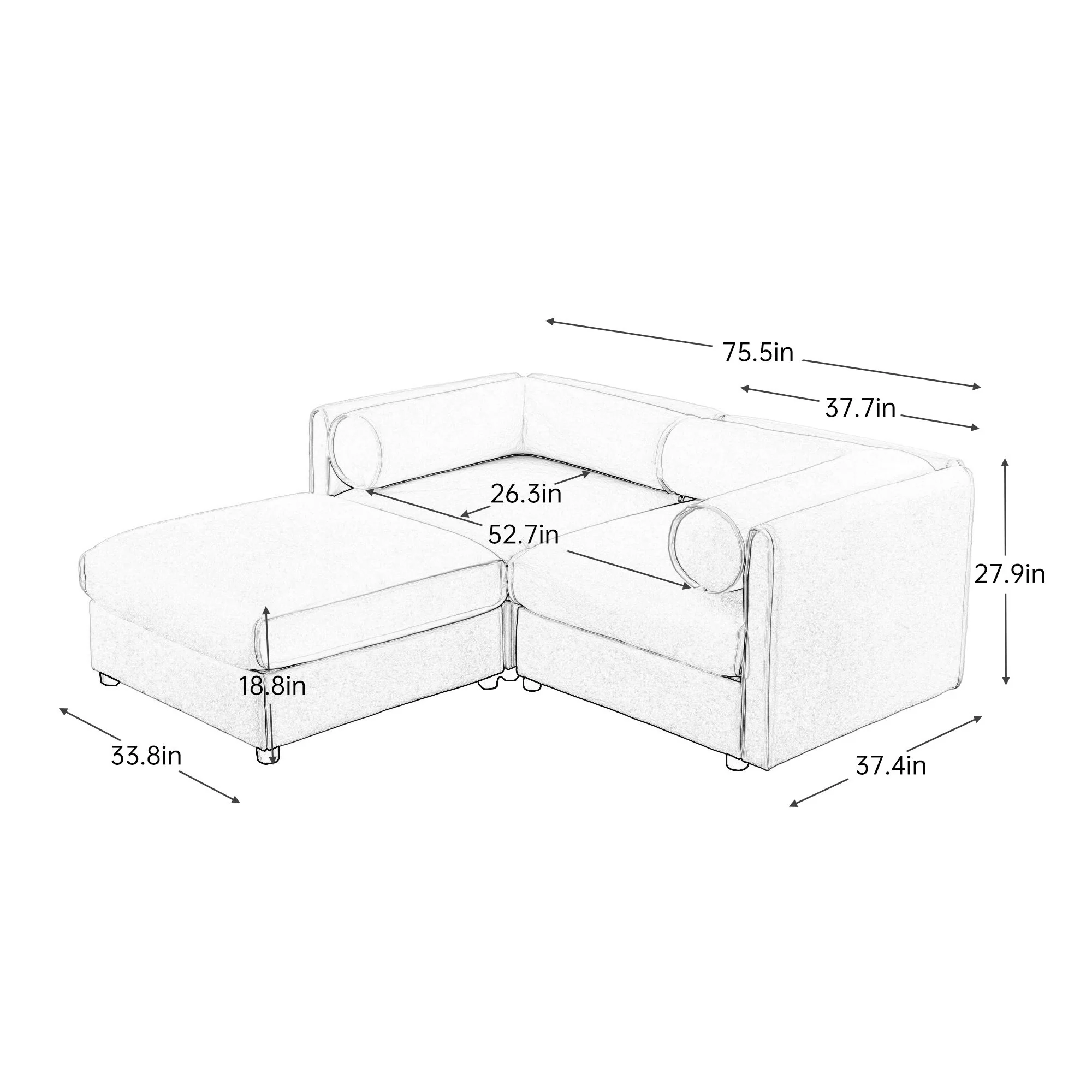 Contemporary Elegant Sofa With Storage And Ottoman - Image 88