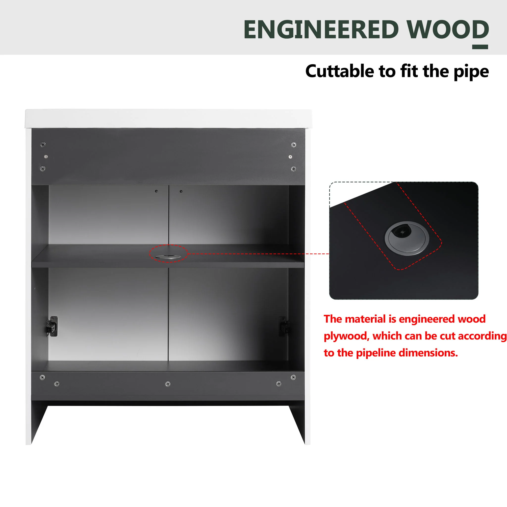 Contemporary Freestanding Bathroom Vanity With Resin Sink & Soft-Close Cabinet Doors - Image 22