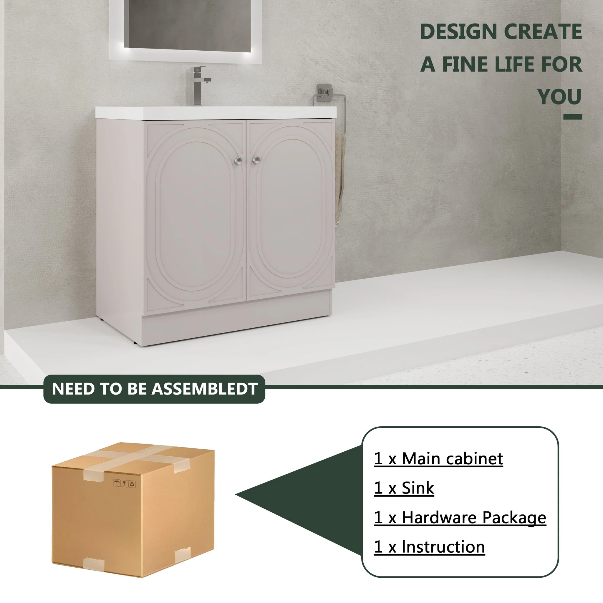 Contemporary Freestanding Bathroom Vanity With Resin Sink & Soft-Close Cabinet Doors - Image 51