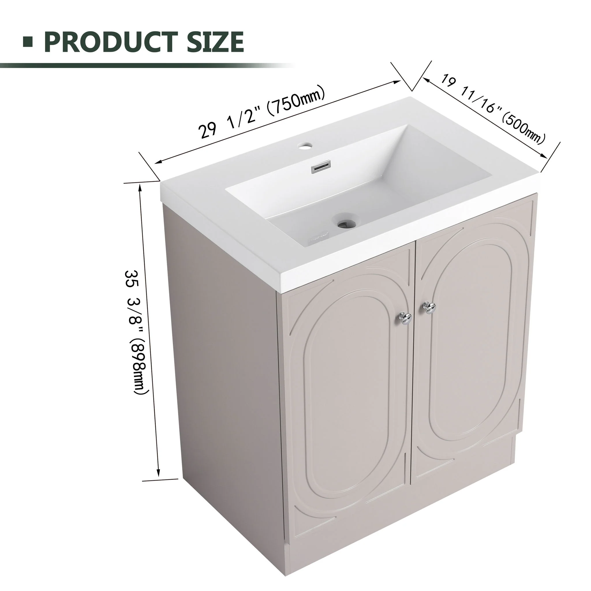 Contemporary Freestanding Bathroom Vanity With Resin Sink & Soft-Close Cabinet Doors - Image 71