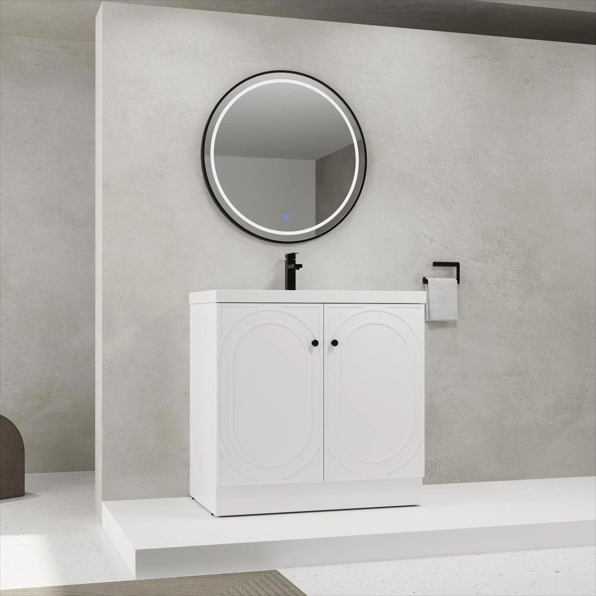 Contemporary Freestanding Bathroom Vanity With Resin Sink & Soft-Close Cabinet Doors - Image 89