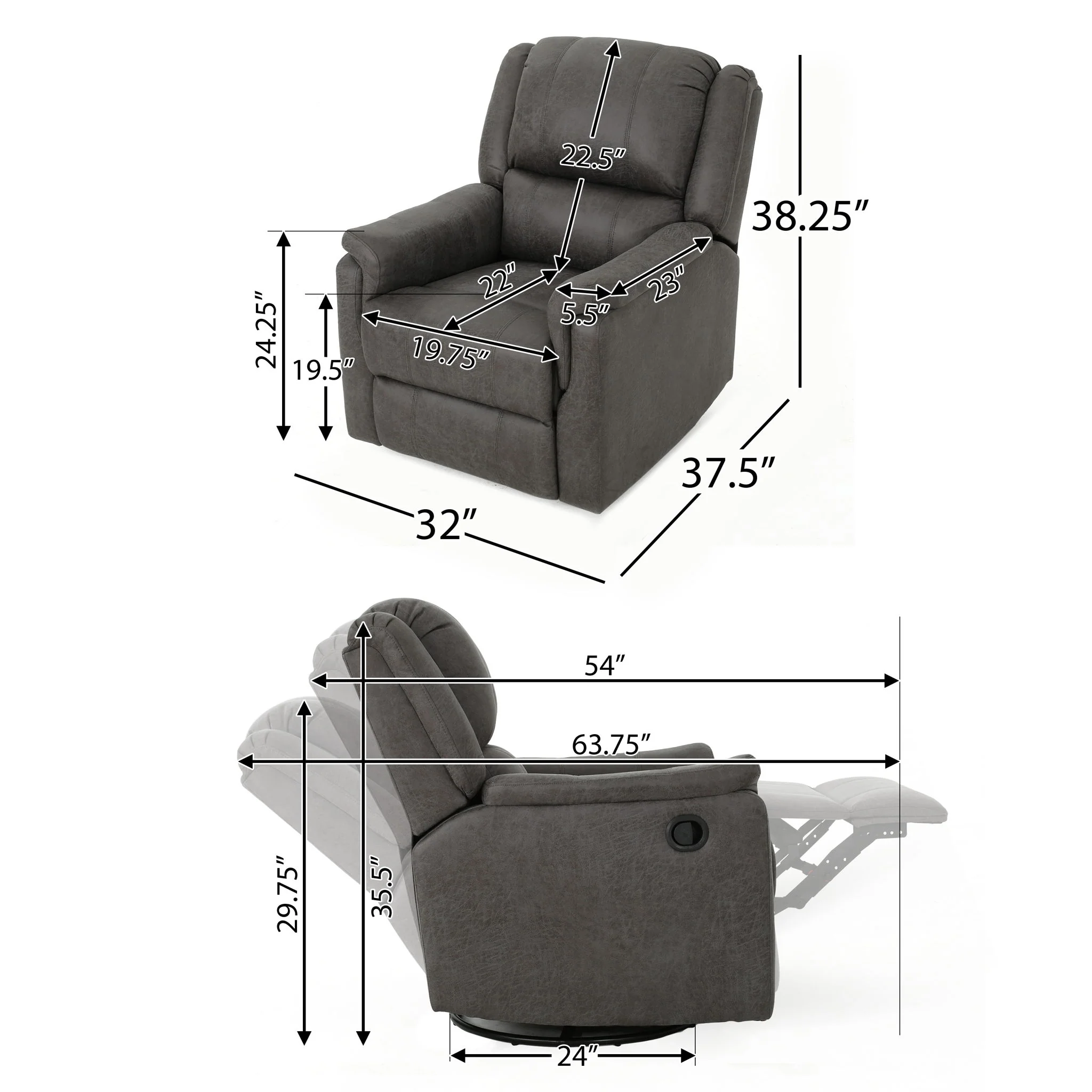 Contemporary Glider Recliner With Swivel Function - Image 7