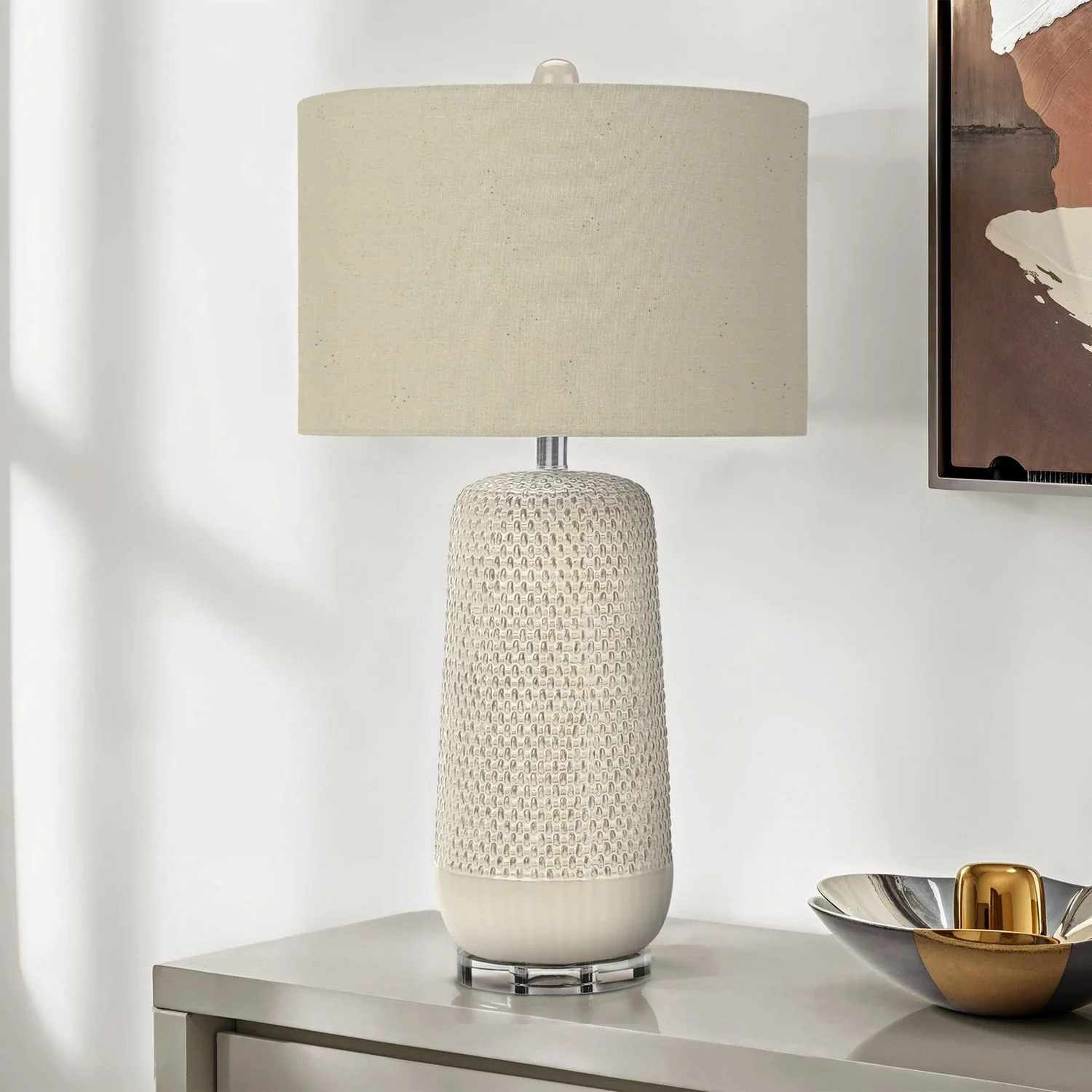 Contemporary Lighting, Table Lamp, Ceramic, Resin - Cream - Image 3