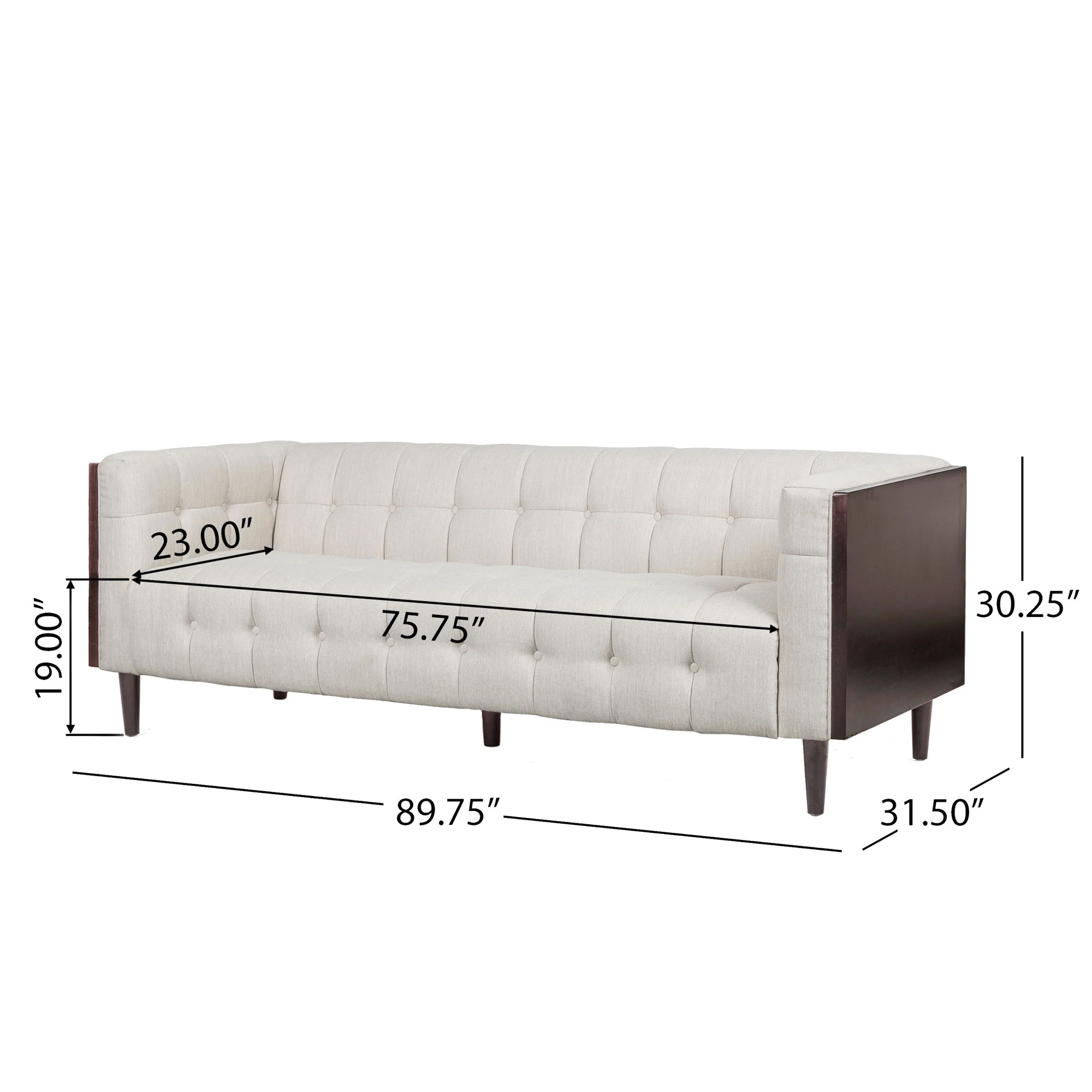 Contemporary Mid-Century Charm 3 Seater Sofa With Button Tufted Waffle Stitching - Image 3
