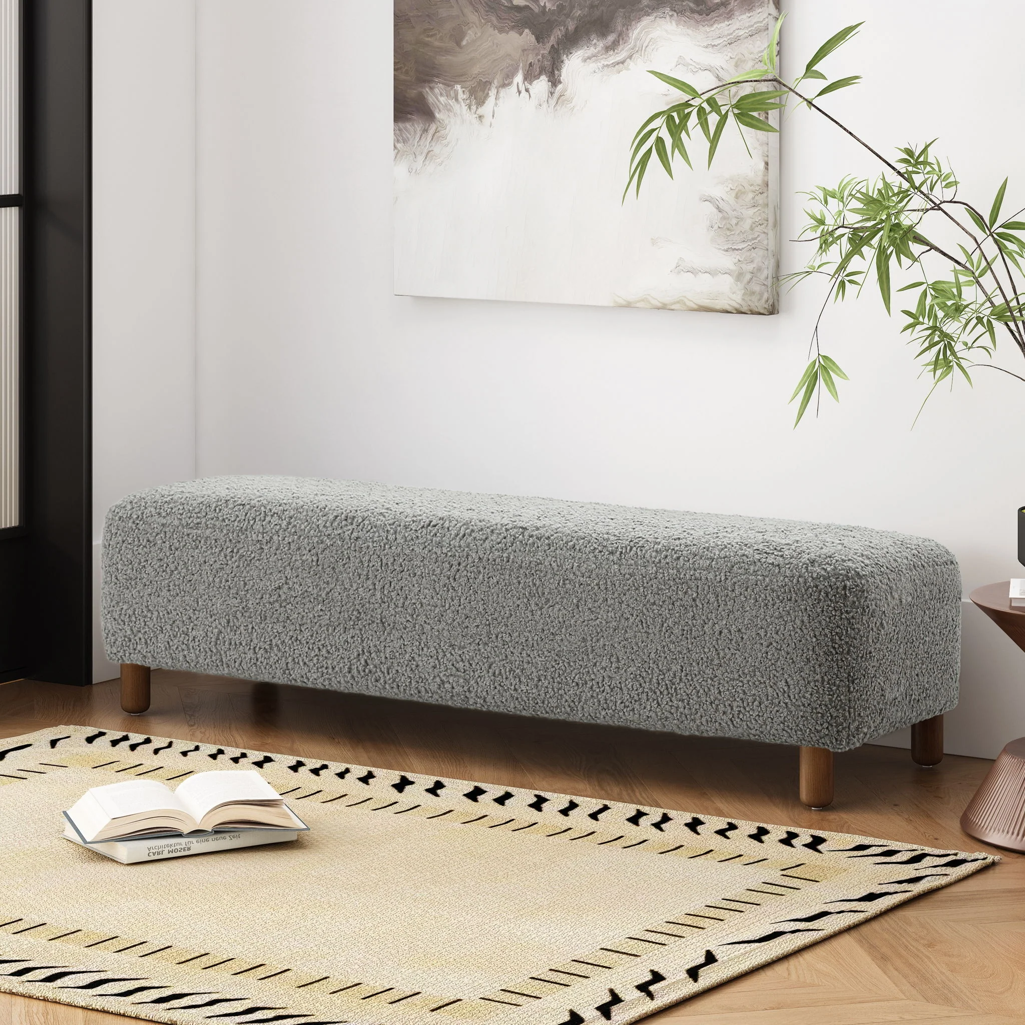 Contemporary Ottoman With Foam Cushion And Durable Upholstery - Image 17