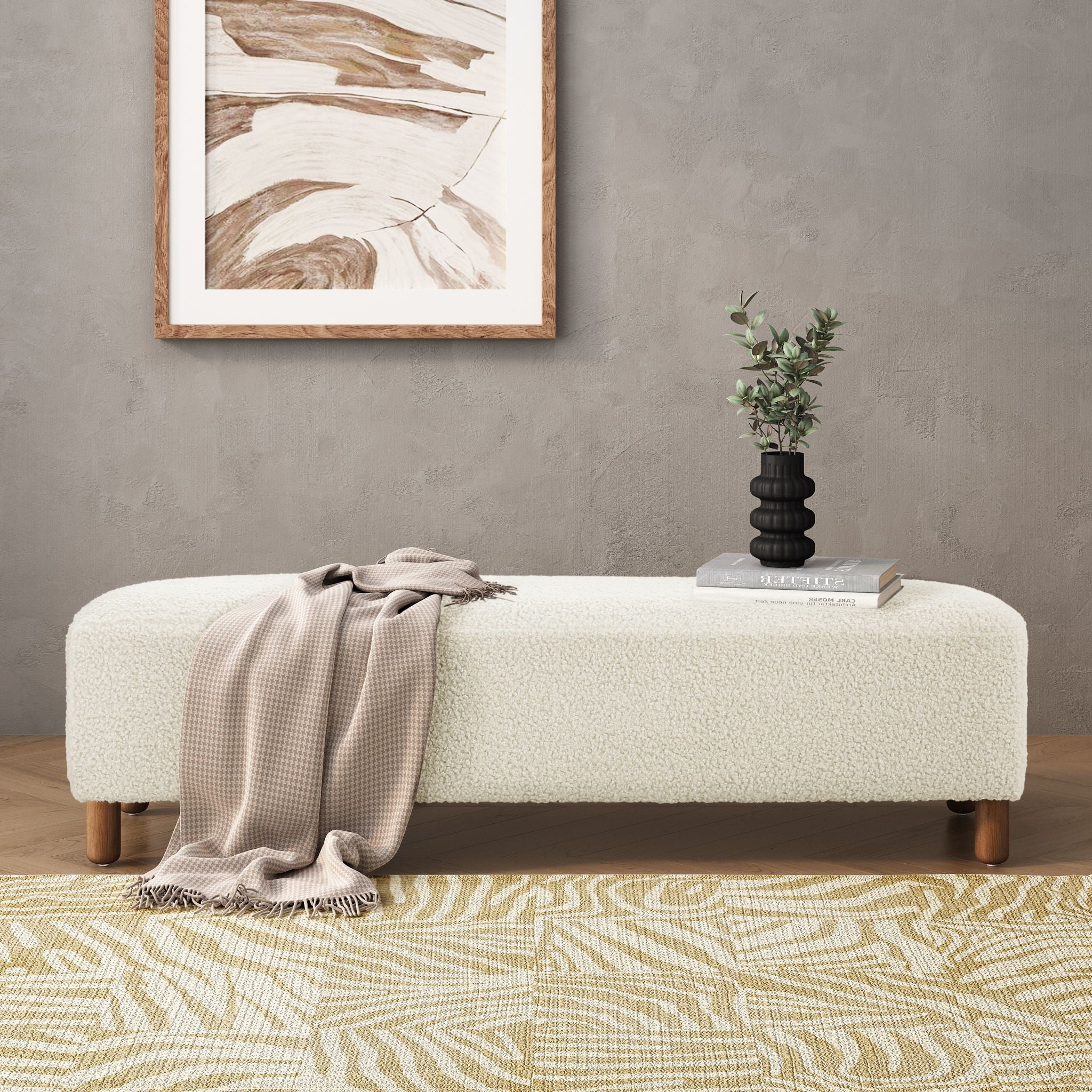 Contemporary Ottoman With Foam Cushion And Durable Upholstery - Image 22