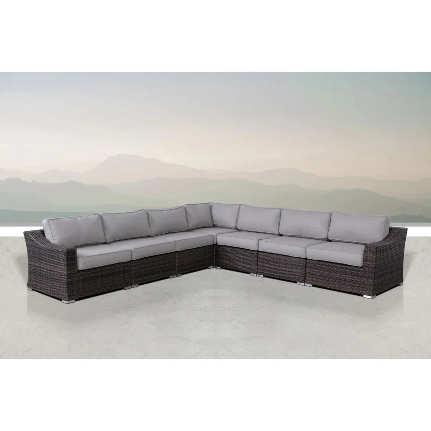 Contemporary Outdoor Rattan Wicker Sectional Seating Group With Cushions - Image 31