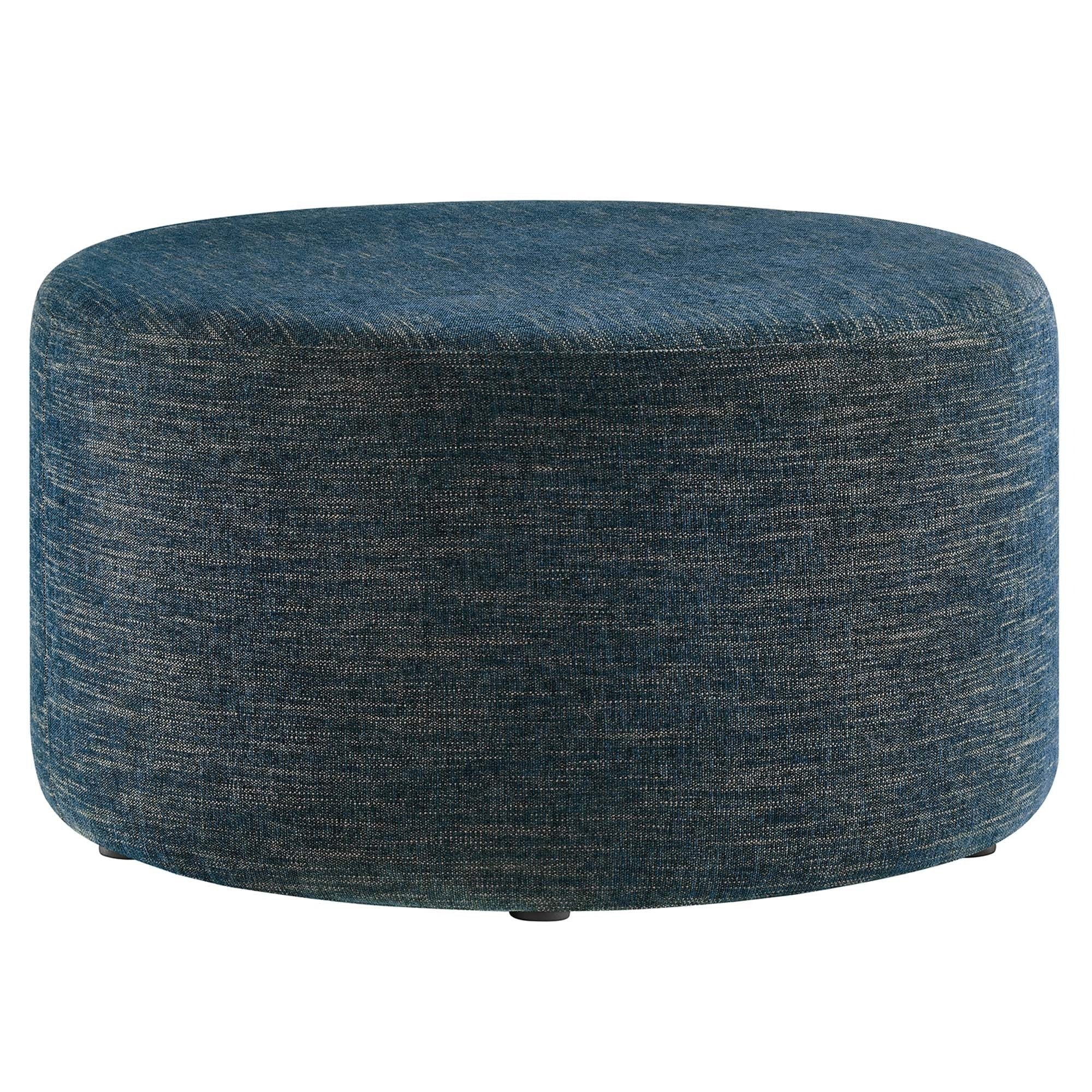 Round Woven Heathered Fabric Upholstered Ottoman – 29 Inch - Image 8