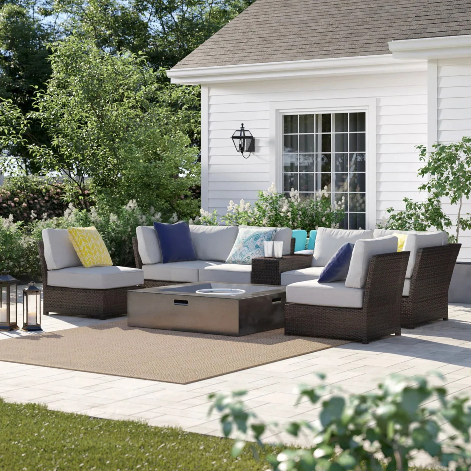Contemporary Patio Seating Set With Fire Pit - Image 4