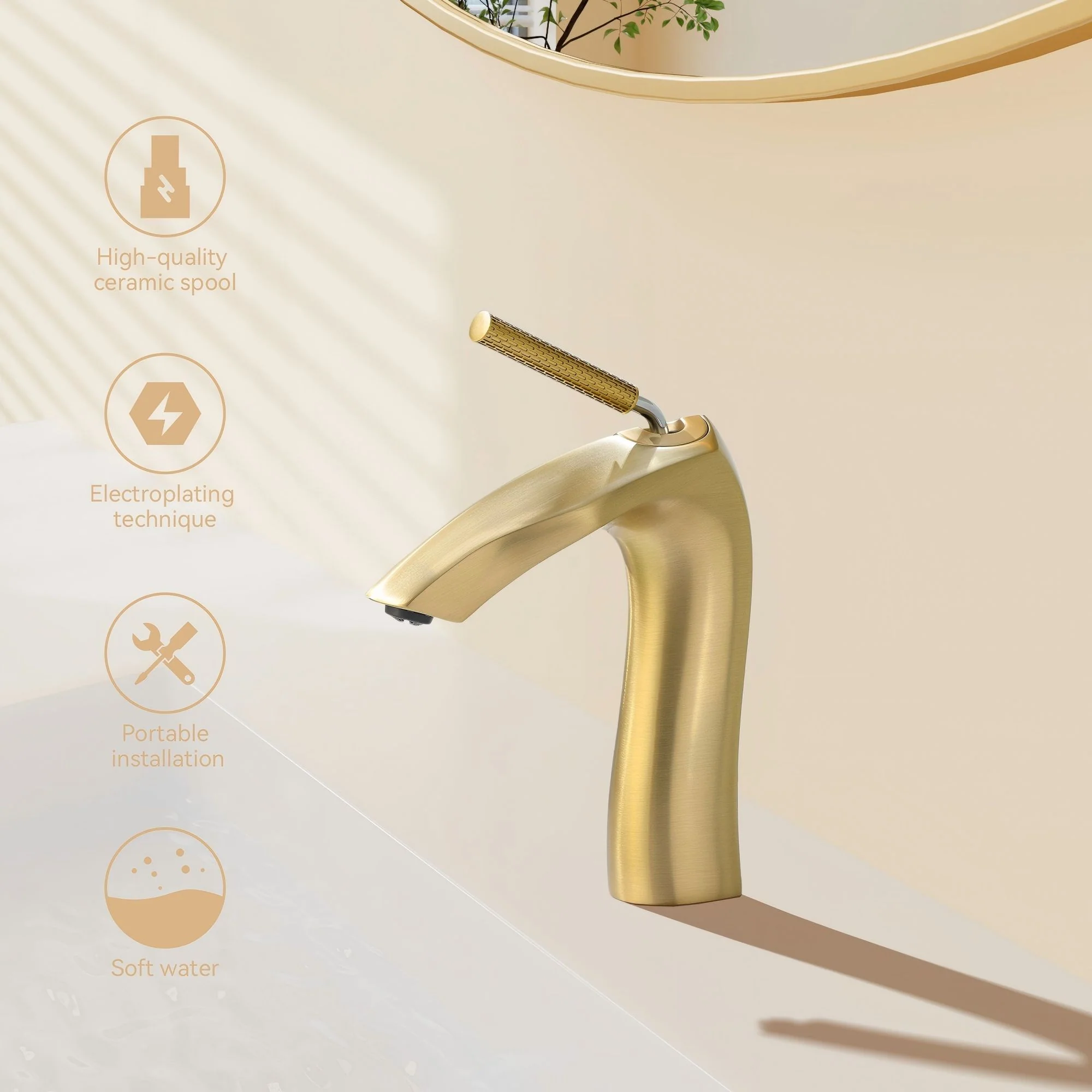 Contemporary Single Handle Lavatory Basin Sink Faucet Brass - Image 3