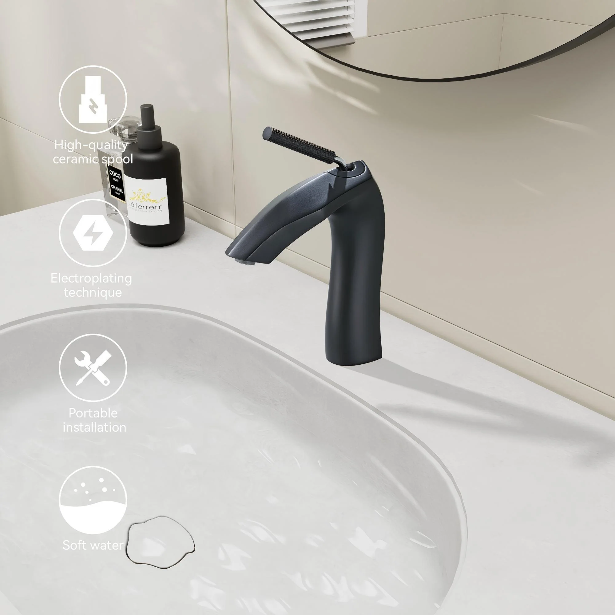 Contemporary Single Handle Lavatory Basin Sink Faucet Brass - Image 4
