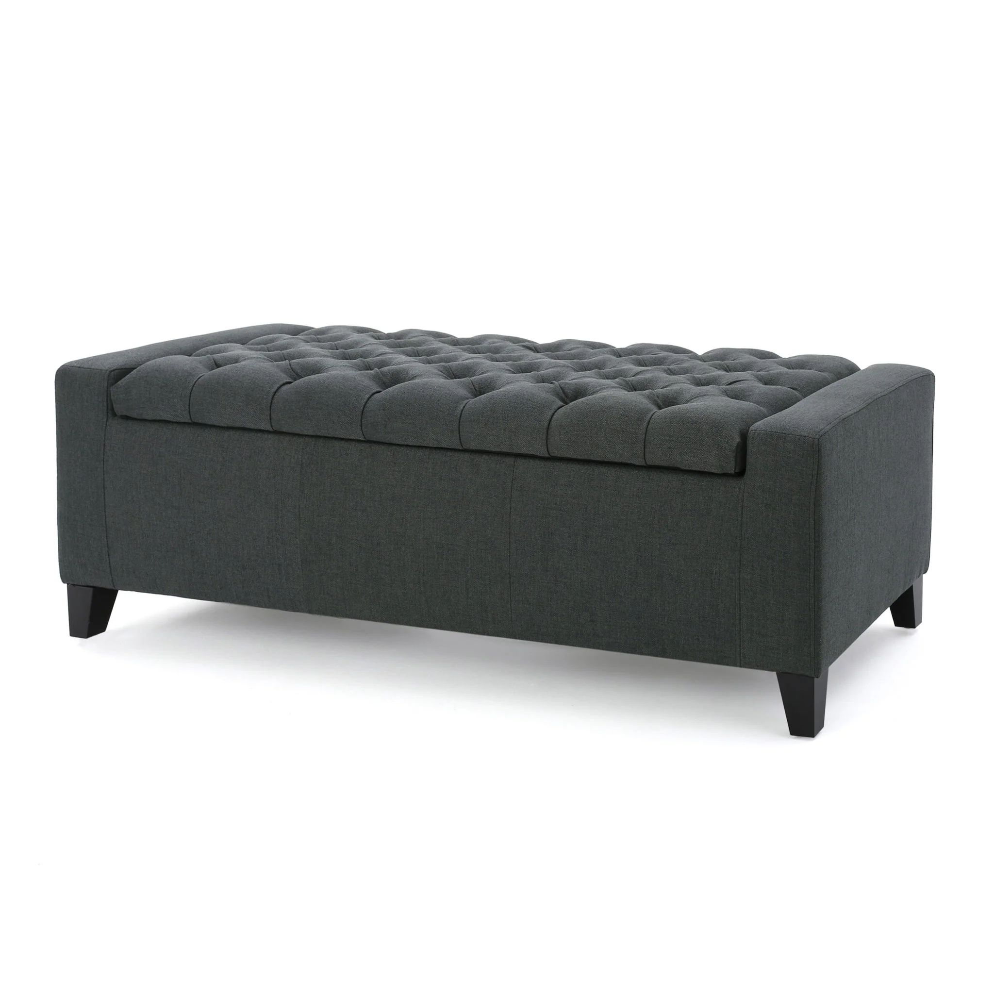Contemporary Storage Ottoman With Tufted Top - Dark Gray - Image 2