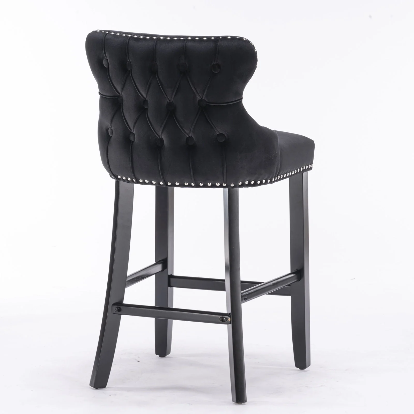 Contemporary Upholstered Wing-Back Barstools With Button Tufted Decoration And Wooden Legs, And Nailhead Trim, Leisure Style Bar Chairs, Bar Stools (Set of 2) - Image 24