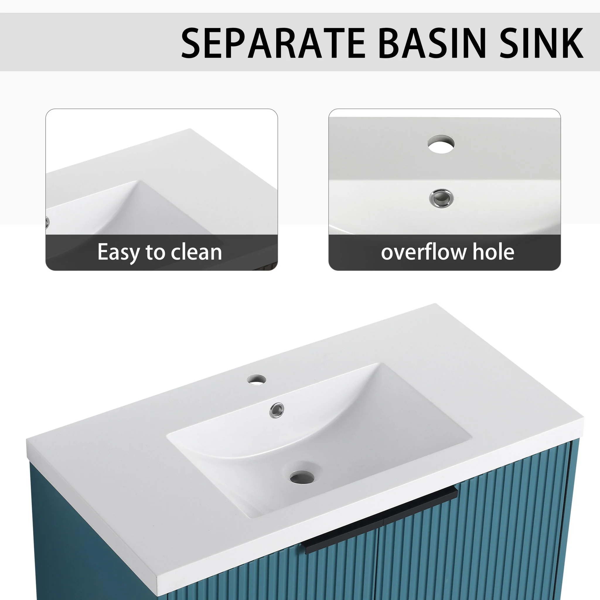 Contemporary Wall Mounted Bathroom Vanity With Resin Double Sink - Image 40