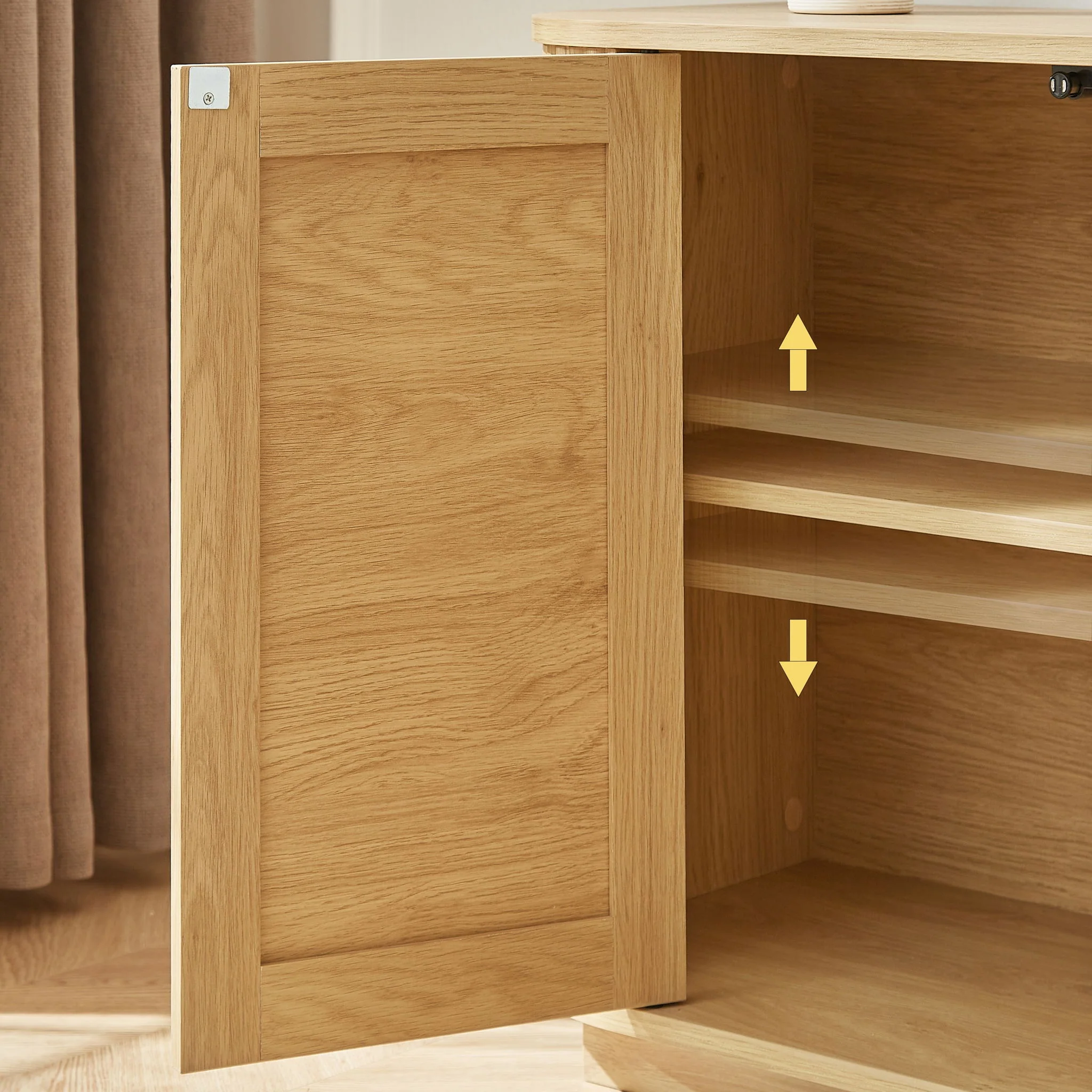 Contemporary Wave Shaped TV Stand With Rattan Doors - Image 16